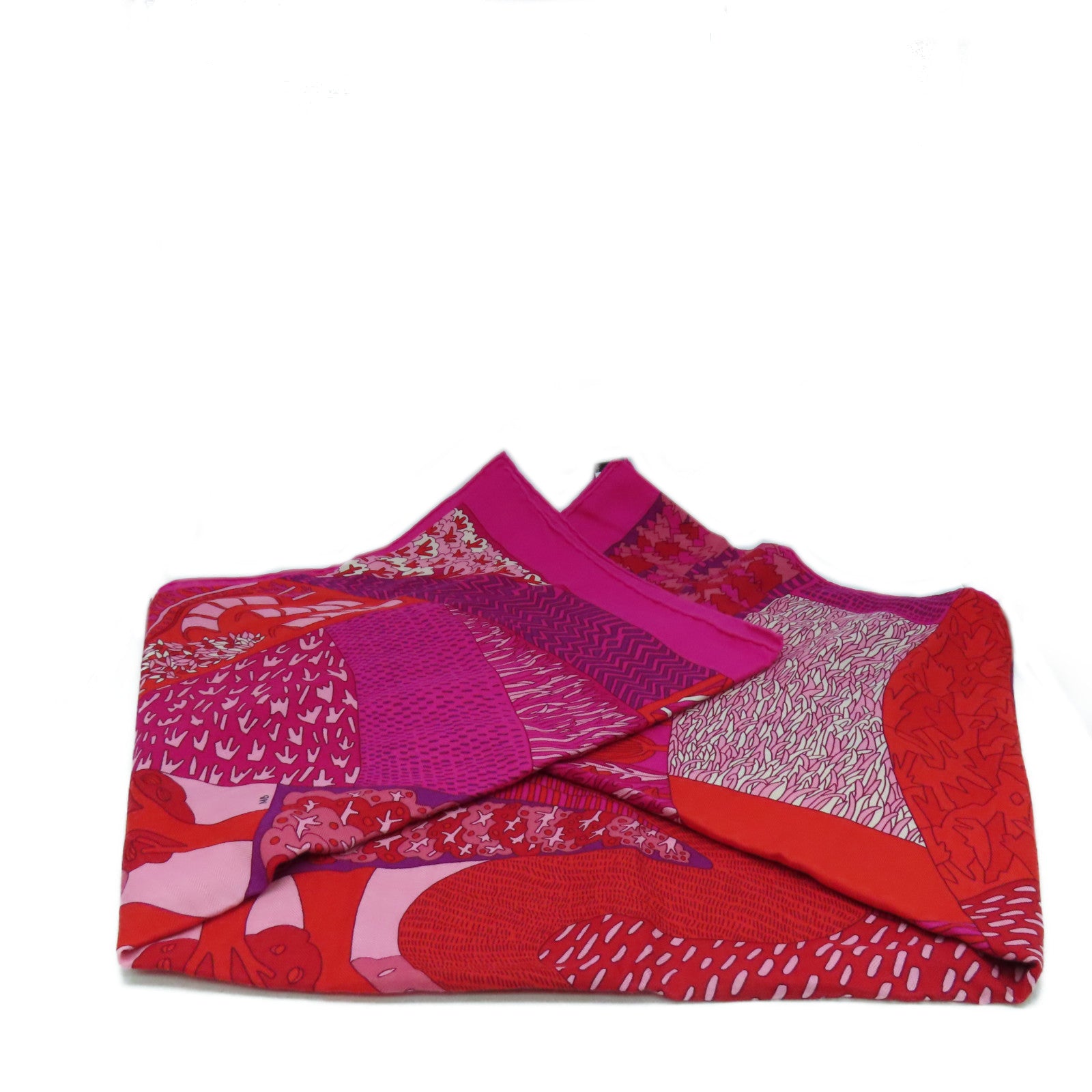 HERMES 羊絨/絲質Scarf 140X140圍巾桃紅色