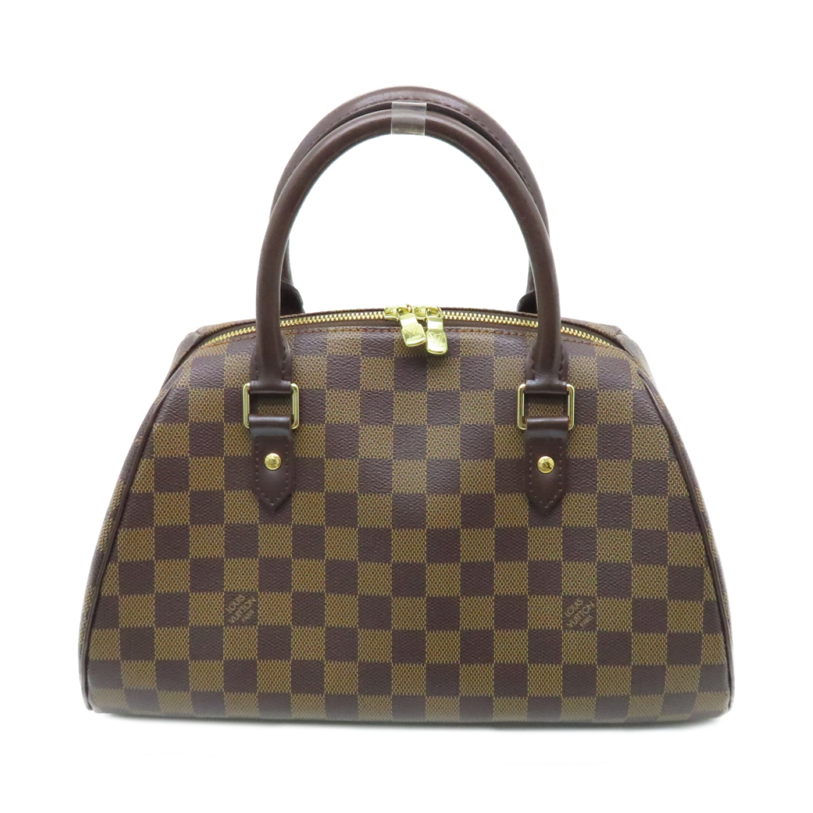 LOUIS VUITTON Damier Alma gold buckle handle bag brown