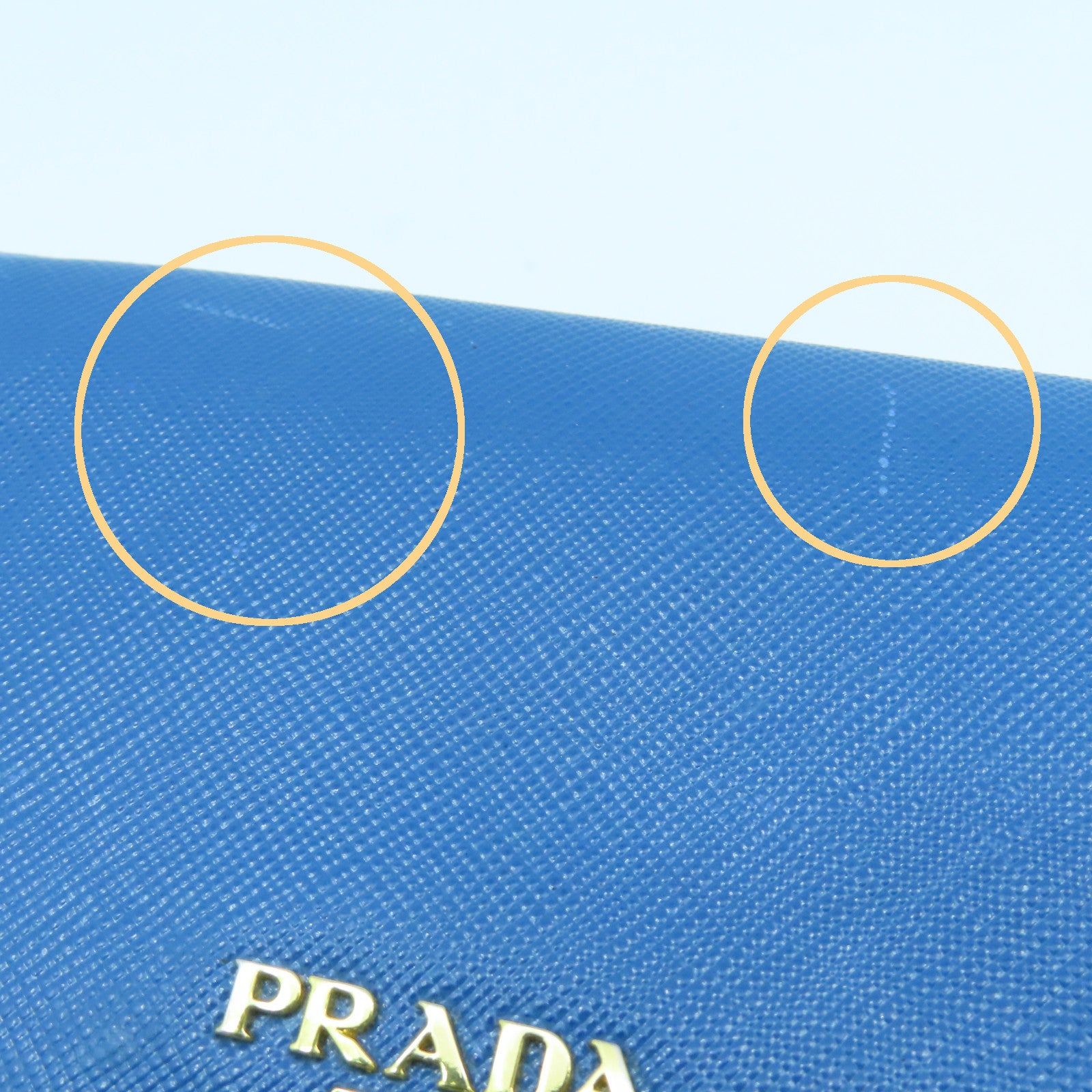 PRADA Saffiano皮革Wallet金扣钱包蓝色