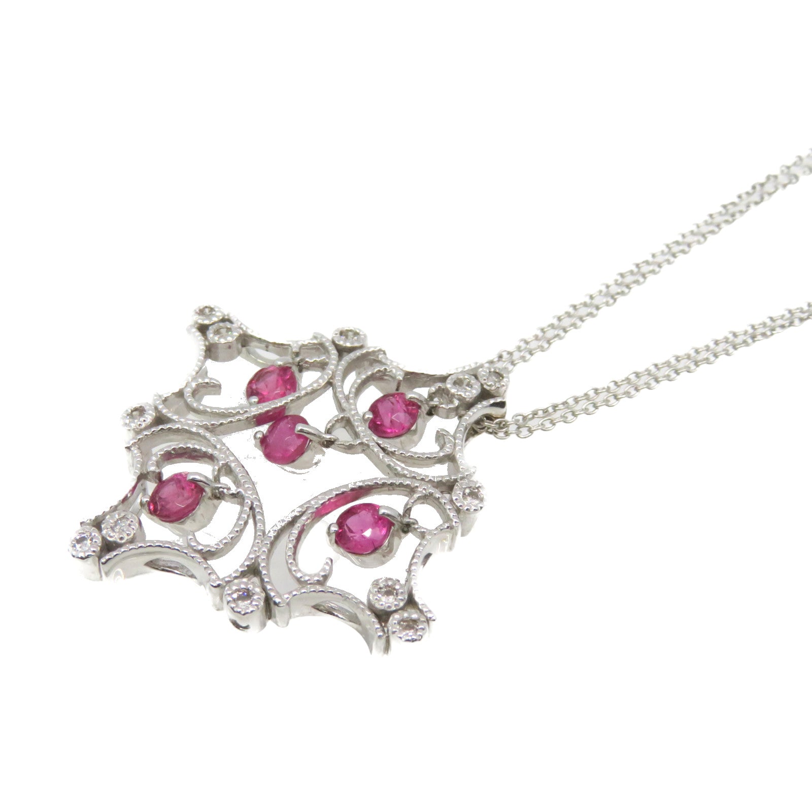 JEWELRY 【激減優惠】18K白金/1.48ct粉紅色藍寶石/0.22ct鑽石Pink Sapphire Necklace項鏈