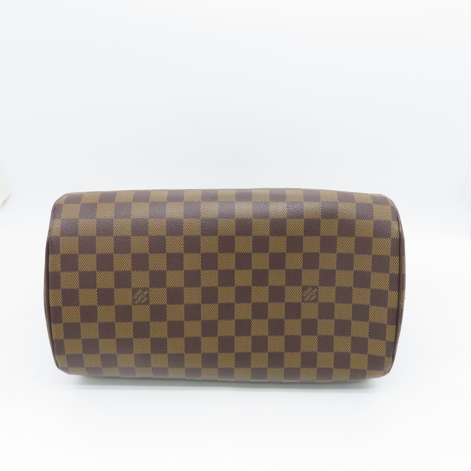 LOUIS VUITTON Damier Alma gold buckle handle bag brown