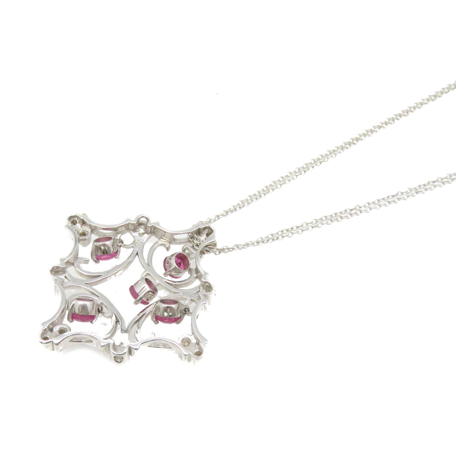 JEWELRY 【激減優惠】18K白金/1.48ct粉紅色藍寶石/0.22ct鑽石Pink Sapphire Necklace項鏈