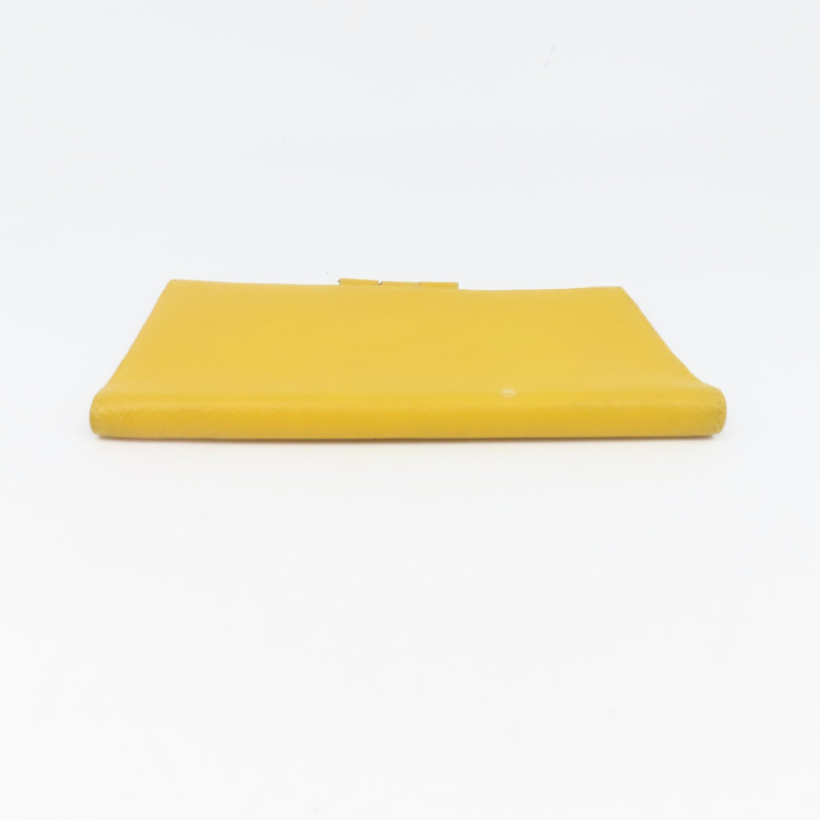 HERMES Epsom Leather Passport Case Silver Buckle Passport Holder Yellow