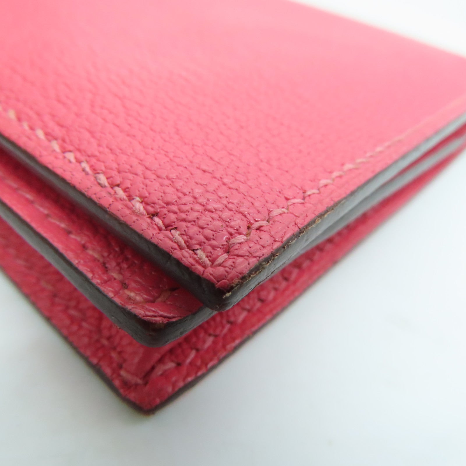 HERMES 【激減優惠】Chevre皮革Long Wallet金扣長錢包Rose Dragee/粉紅色