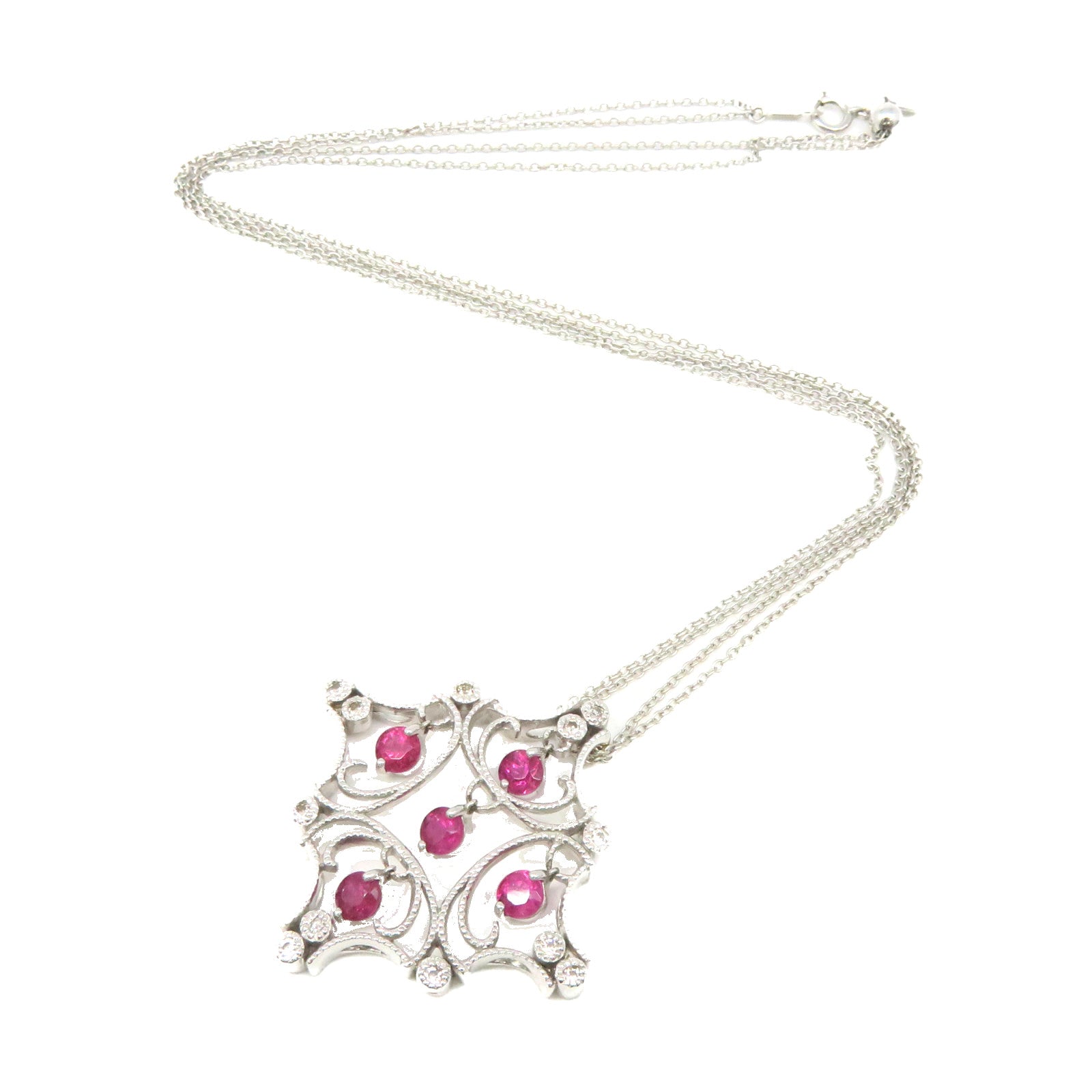 JEWELRY 【激減優惠】18K白金/1.48ct粉紅色藍寶石/0.22ct鑽石Pink Sapphire Necklace項鏈