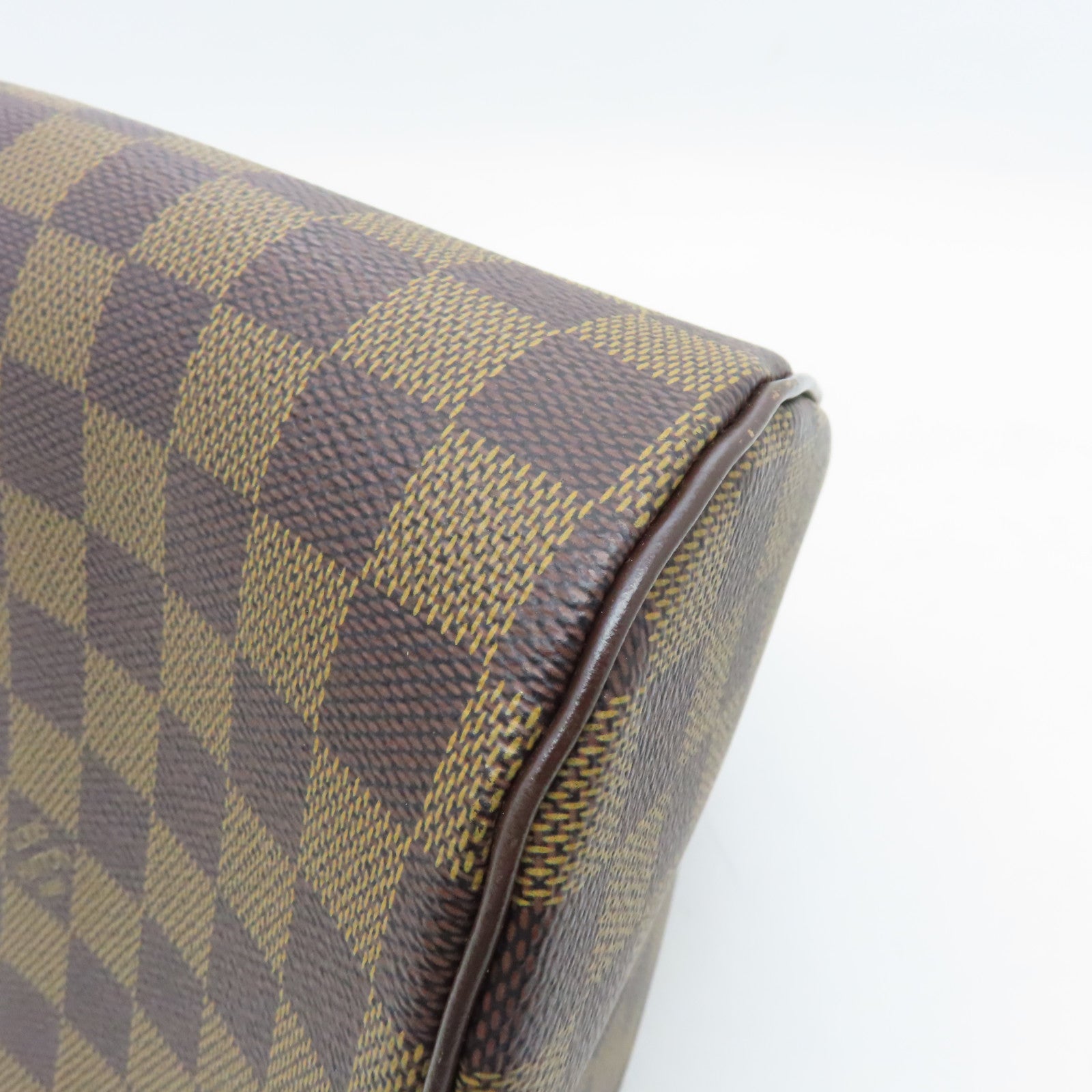 LOUIS VUITTON Damier Alma gold buckle handle bag brown