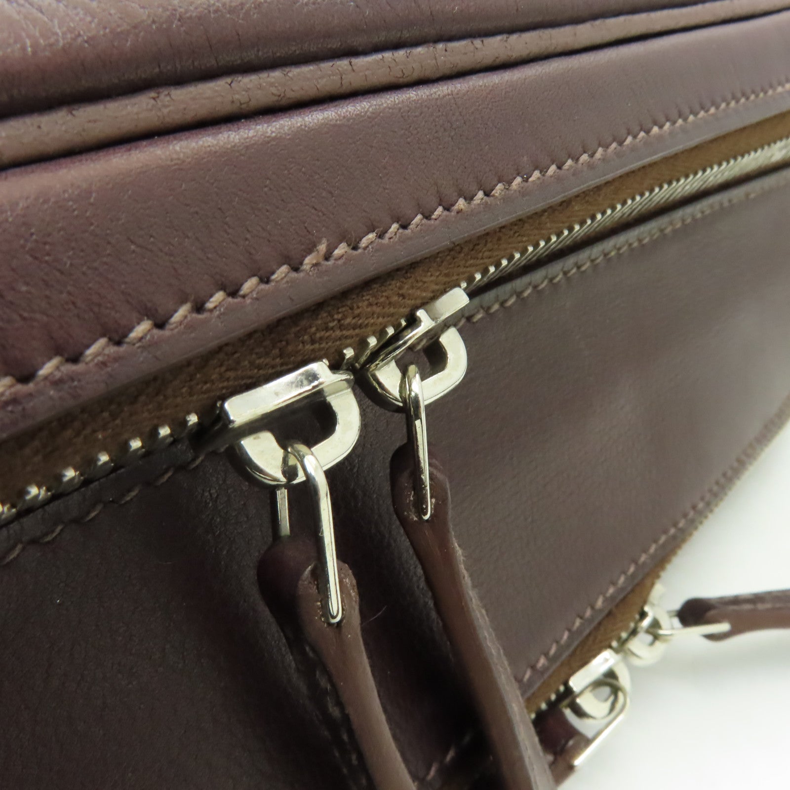 HERMES Evergrain皮革Sac Hebdo Reporter銀扣肩背袋雪茄色