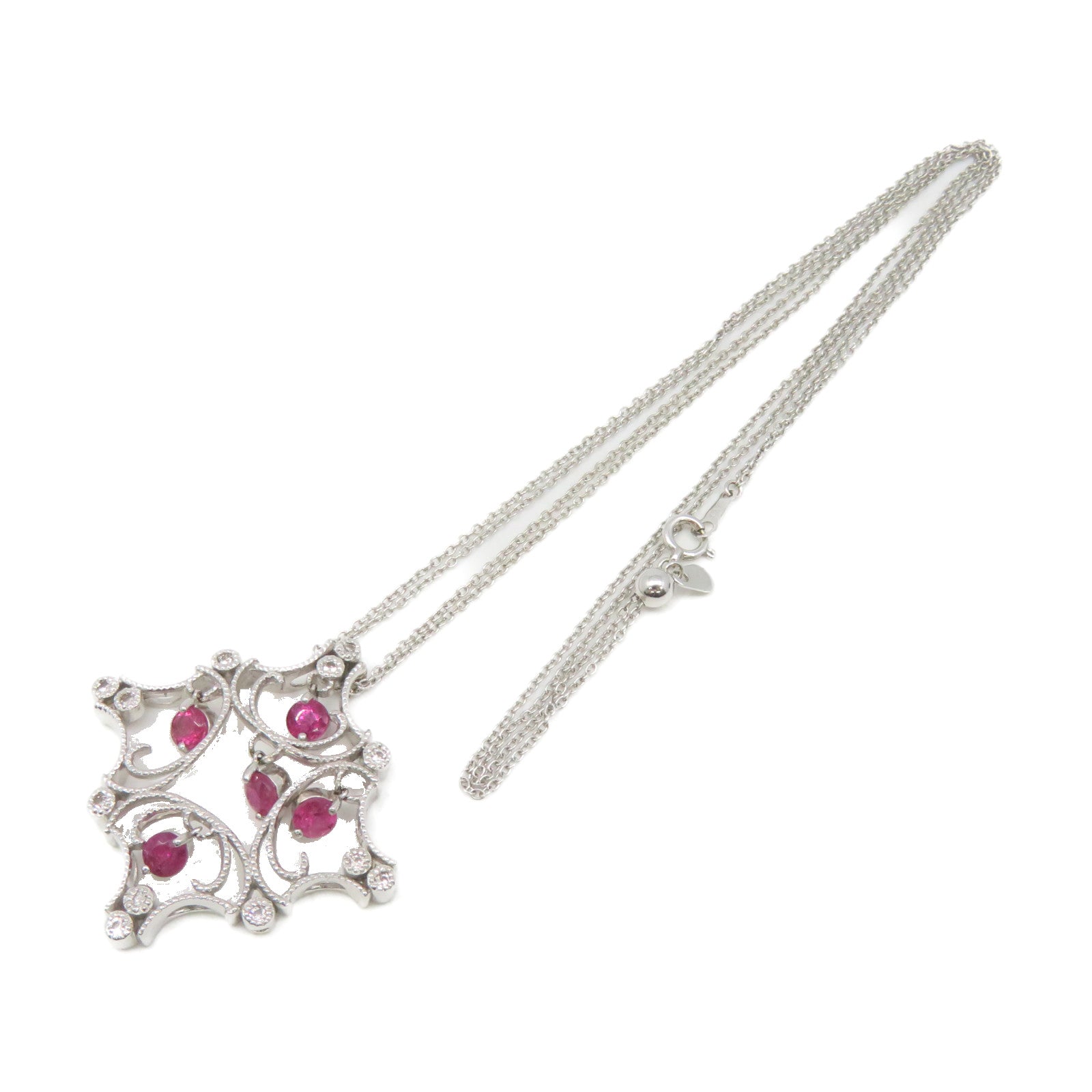 JEWELRY 【激減優惠】18K白金/1.48ct粉紅色藍寶石/0.22ct鑽石Pink Sapphire Necklace項鏈