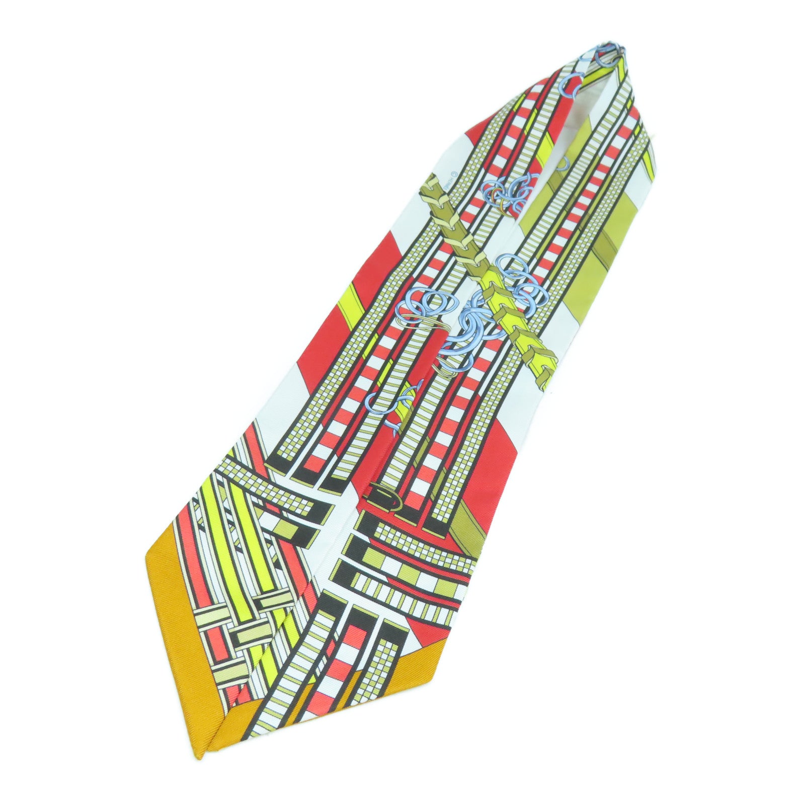 HERMES 絲質Twilly Scarf絲巾黃色/紅色