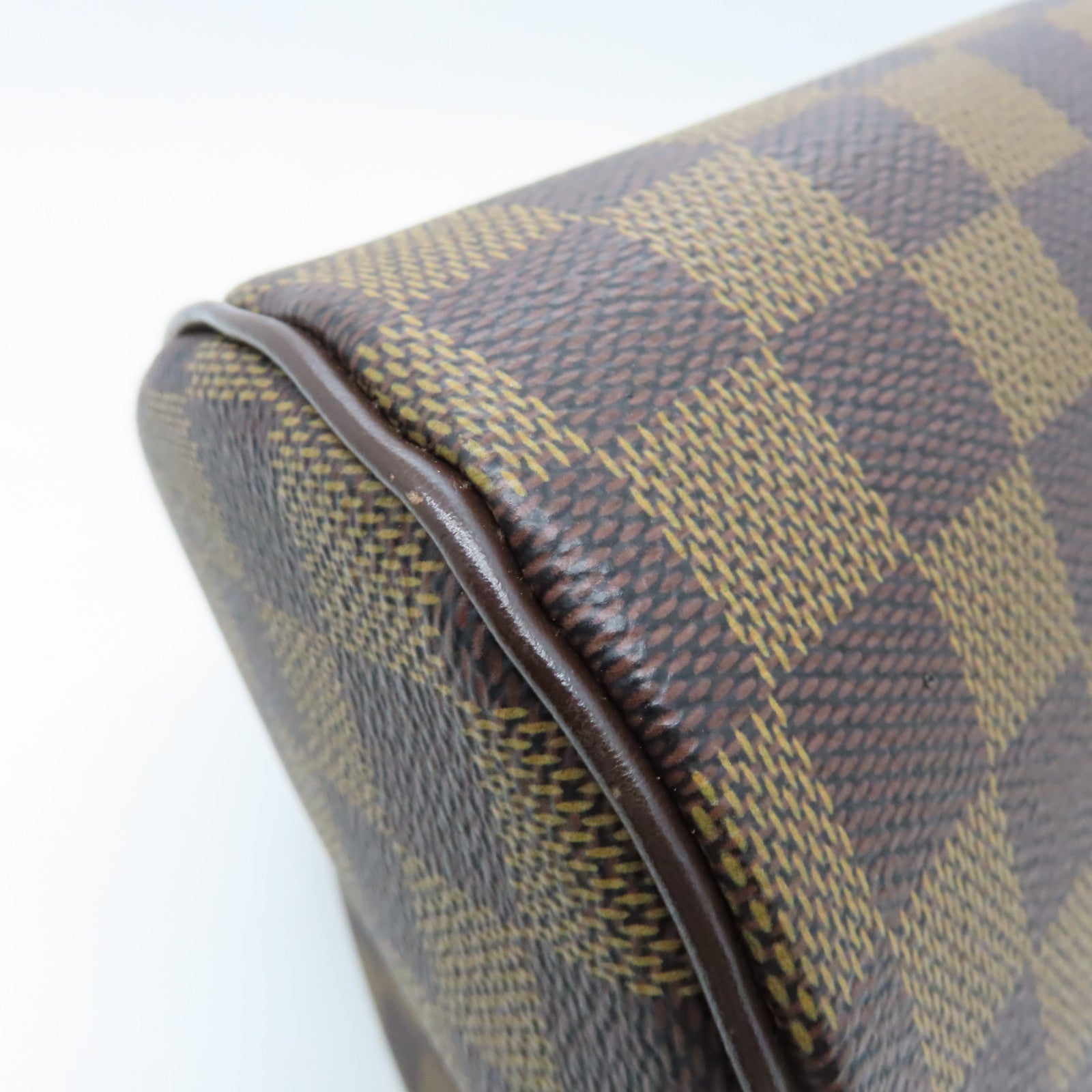 LOUIS VUITTON Damier Alma gold buckle handle bag brown