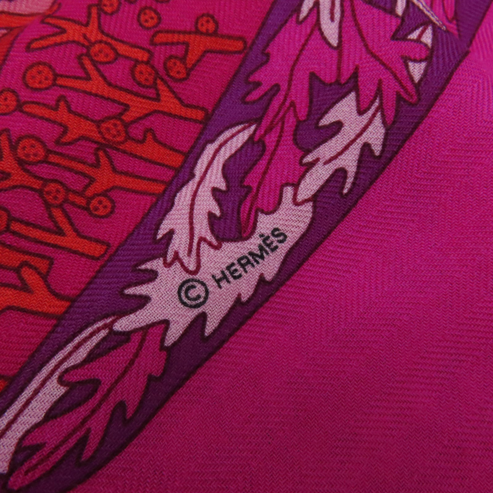 HERMES 羊絨/絲質Scarf 140X140圍巾桃紅色