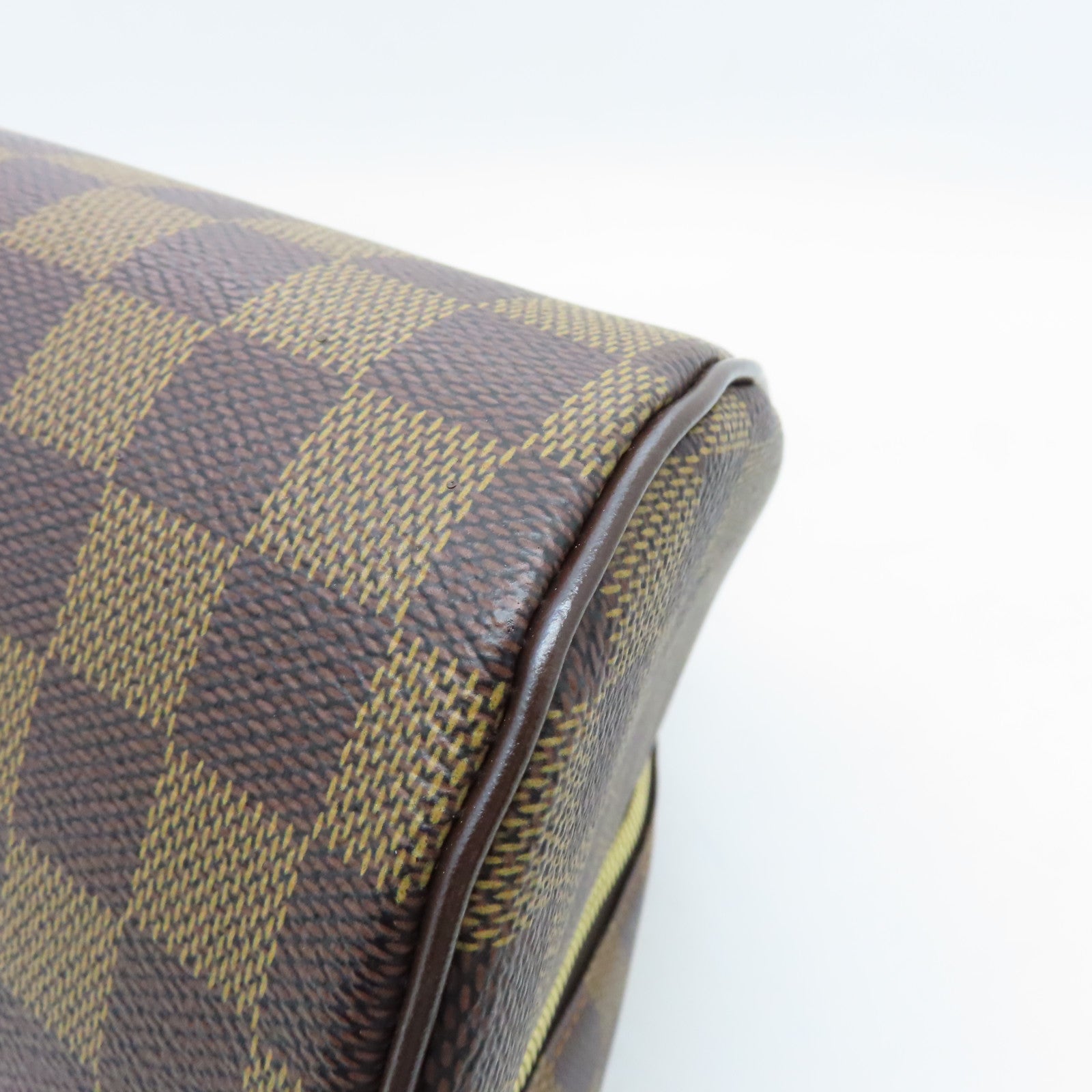 LOUIS VUITTON Damier Alma gold buckle handle bag brown