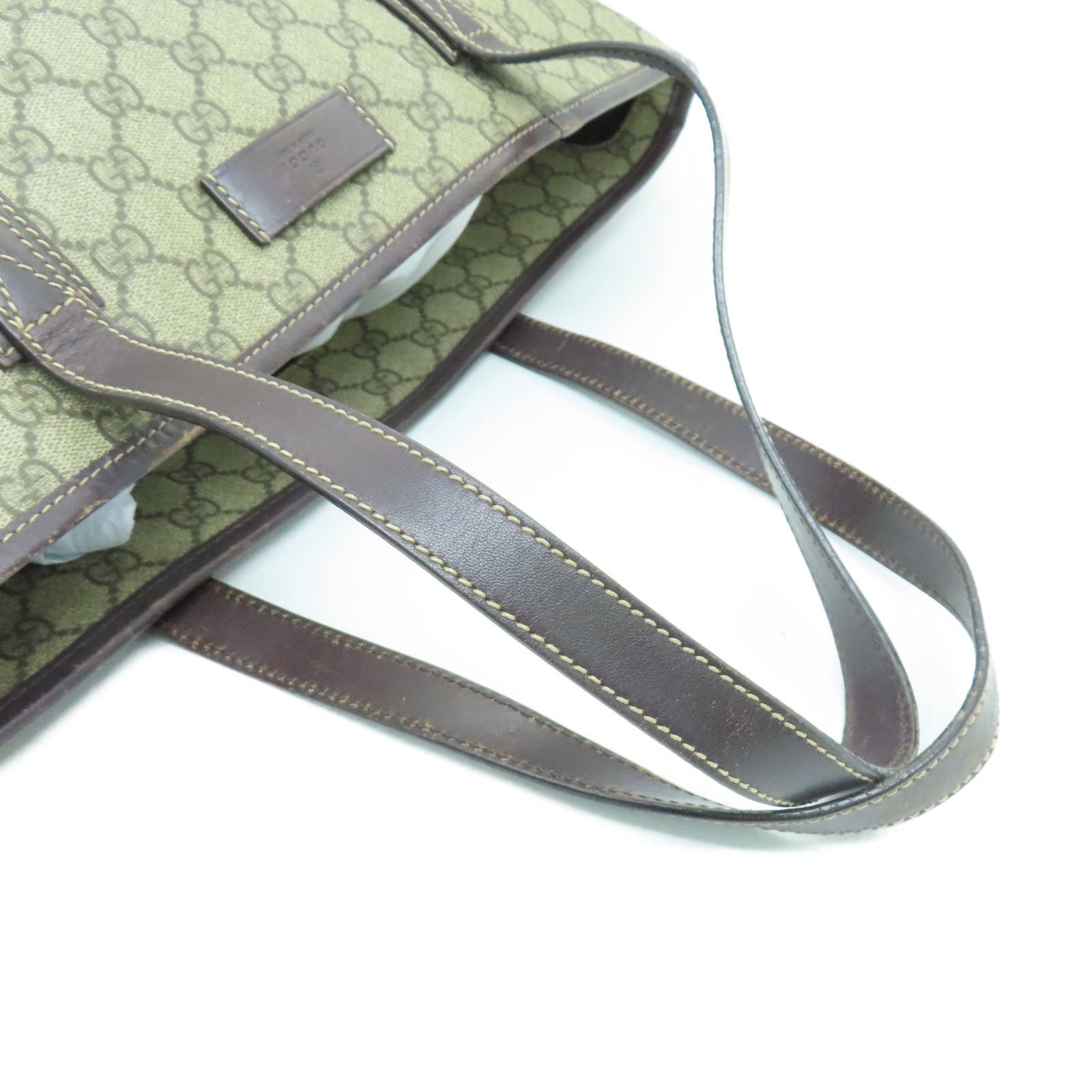 GUCCI 塗層帆布Tote Bag銀扣手挽袋棕色