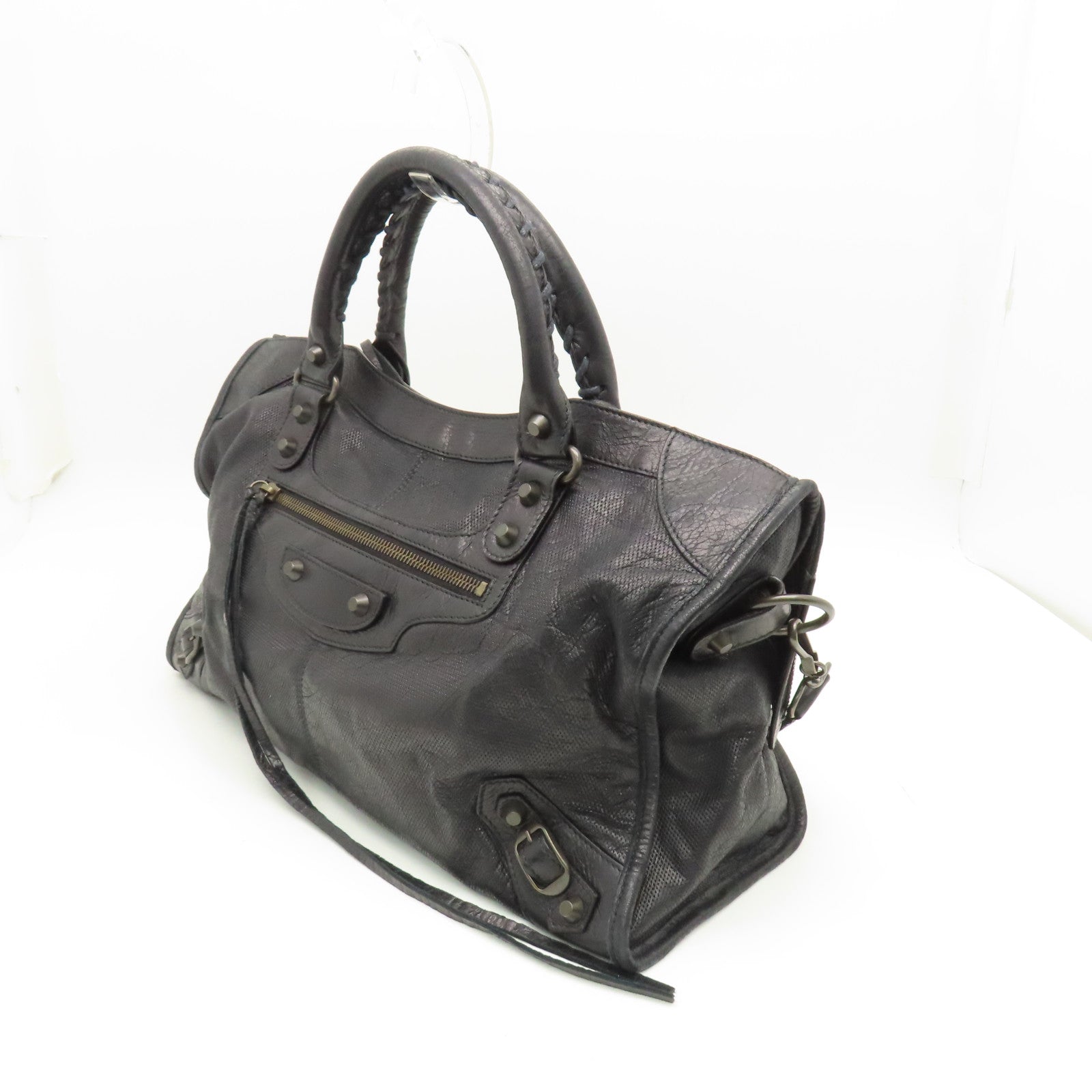 BALENCIAGA 牛皮皮革City金扣手挽肩背兩用袋黑色