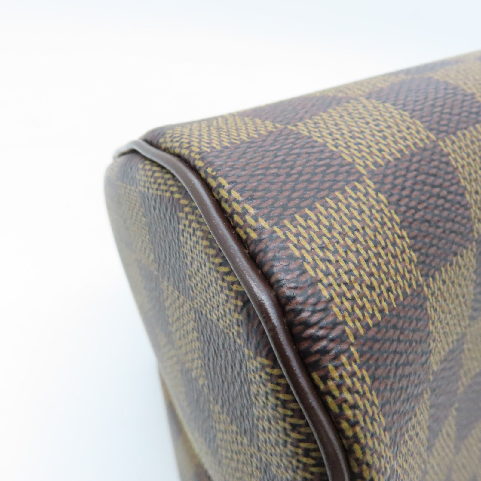 LOUIS VUITTON Damier Alma gold buckle handle bag brown