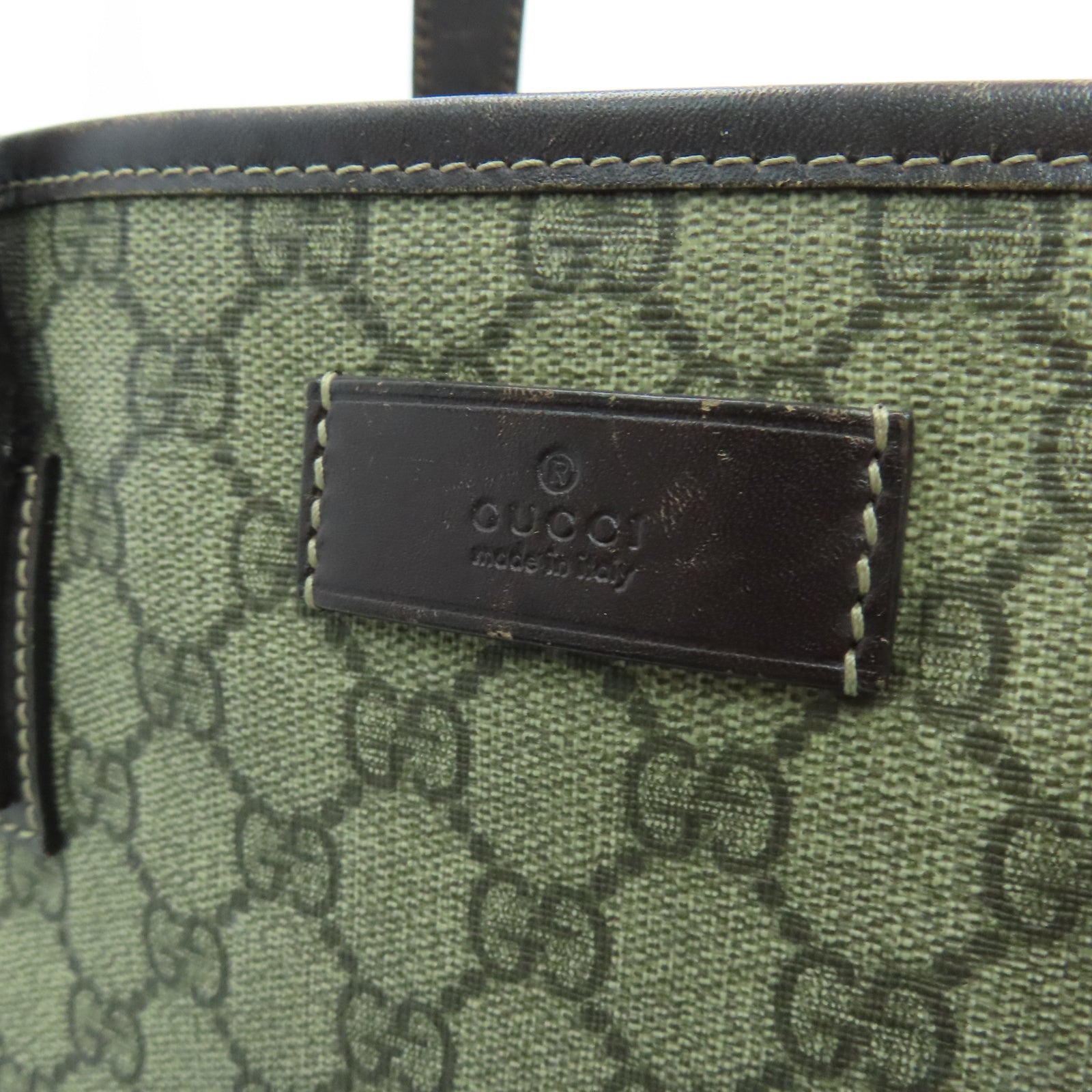 GUCCI 塗層帆布Tote Bag銀扣手挽袋棕色