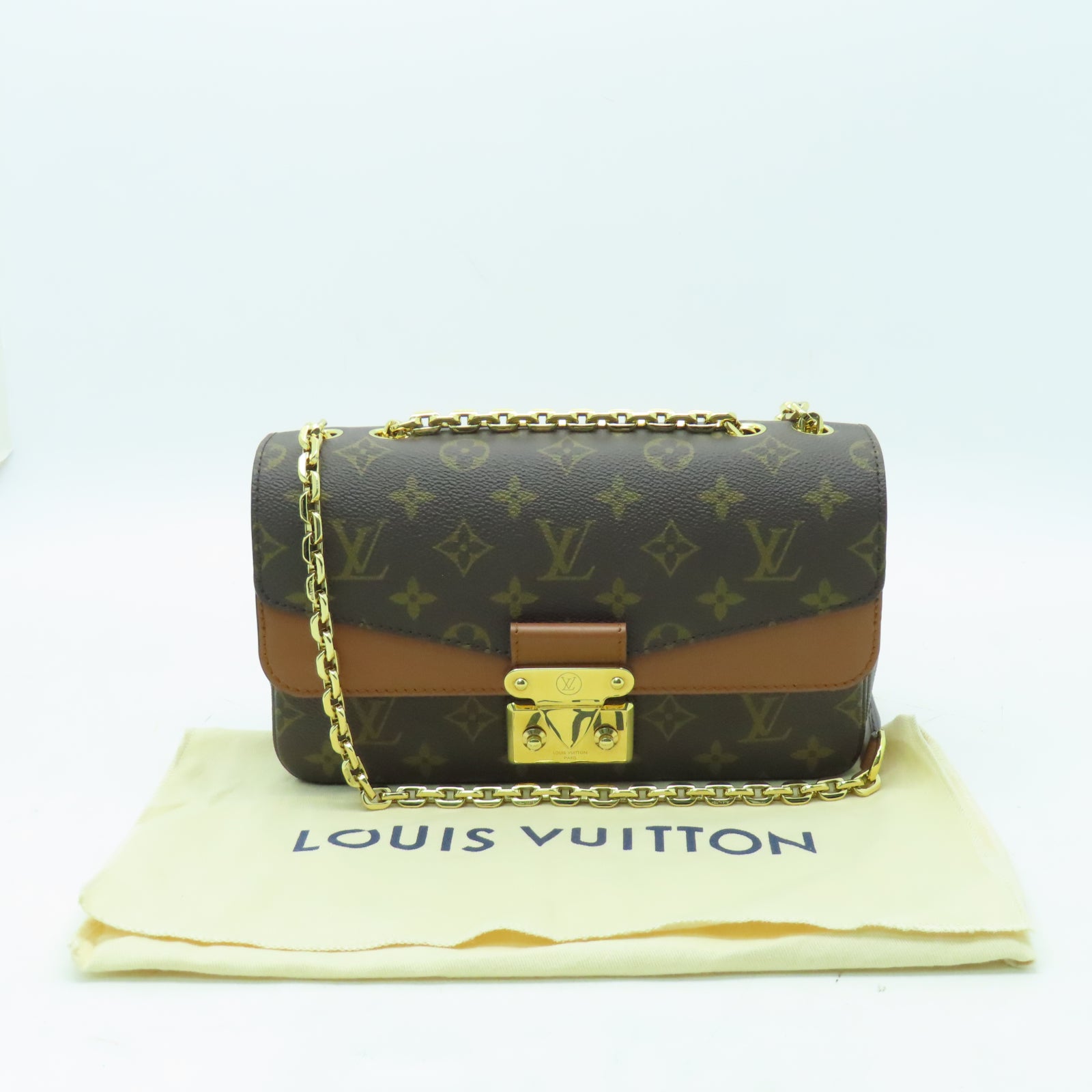 LOUIS VUITTON Monogram Marceau金扣鏈帶肩背袋啡色