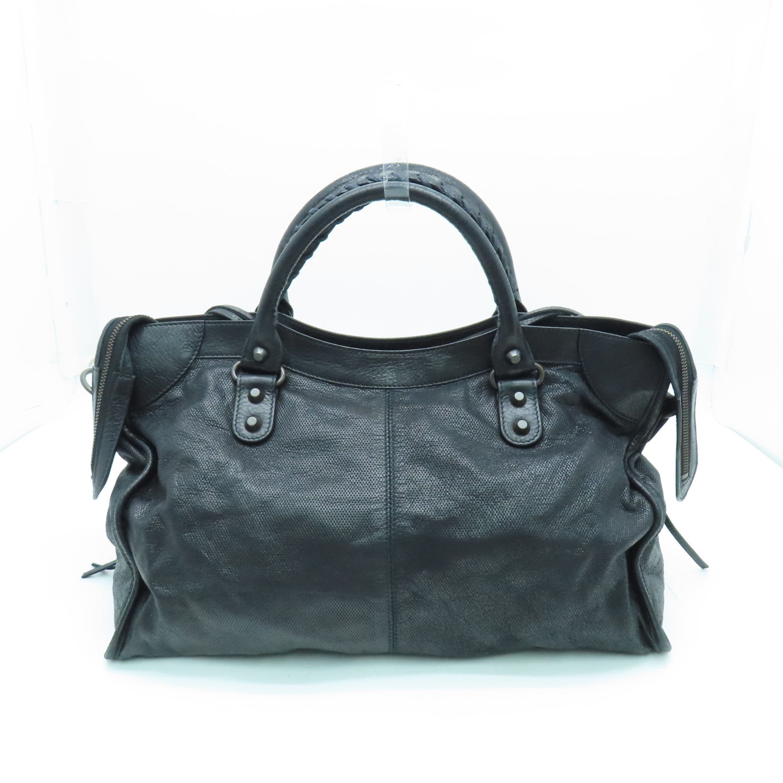 BALENCIAGA 牛皮皮革City金扣手挽肩背兩用袋黑色