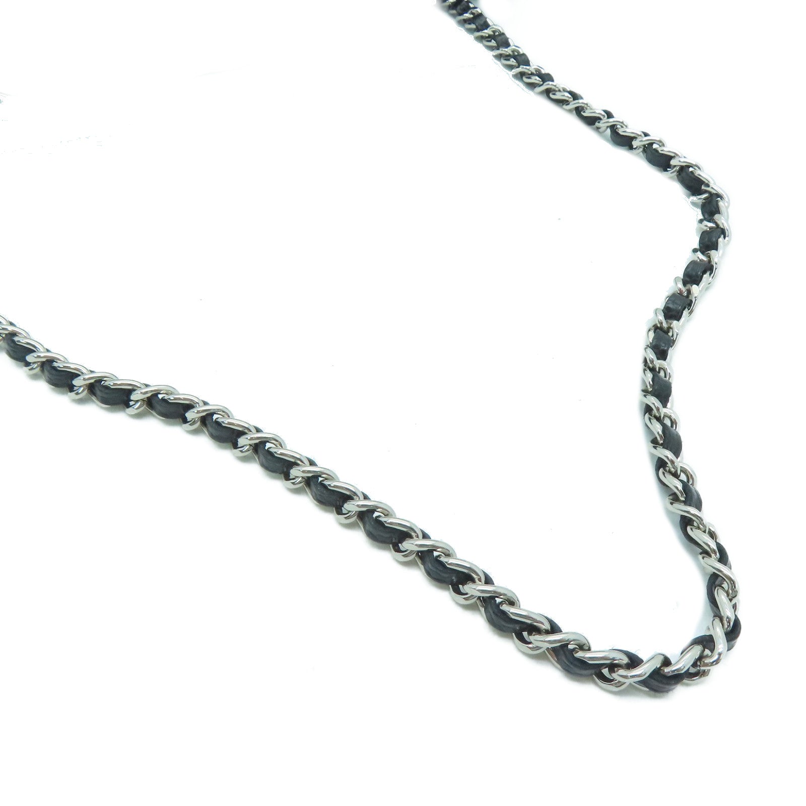 CHANEL 菱格Cavier皮革Chain Shoulder Bag銀扣鏈帶肩背袋黑色