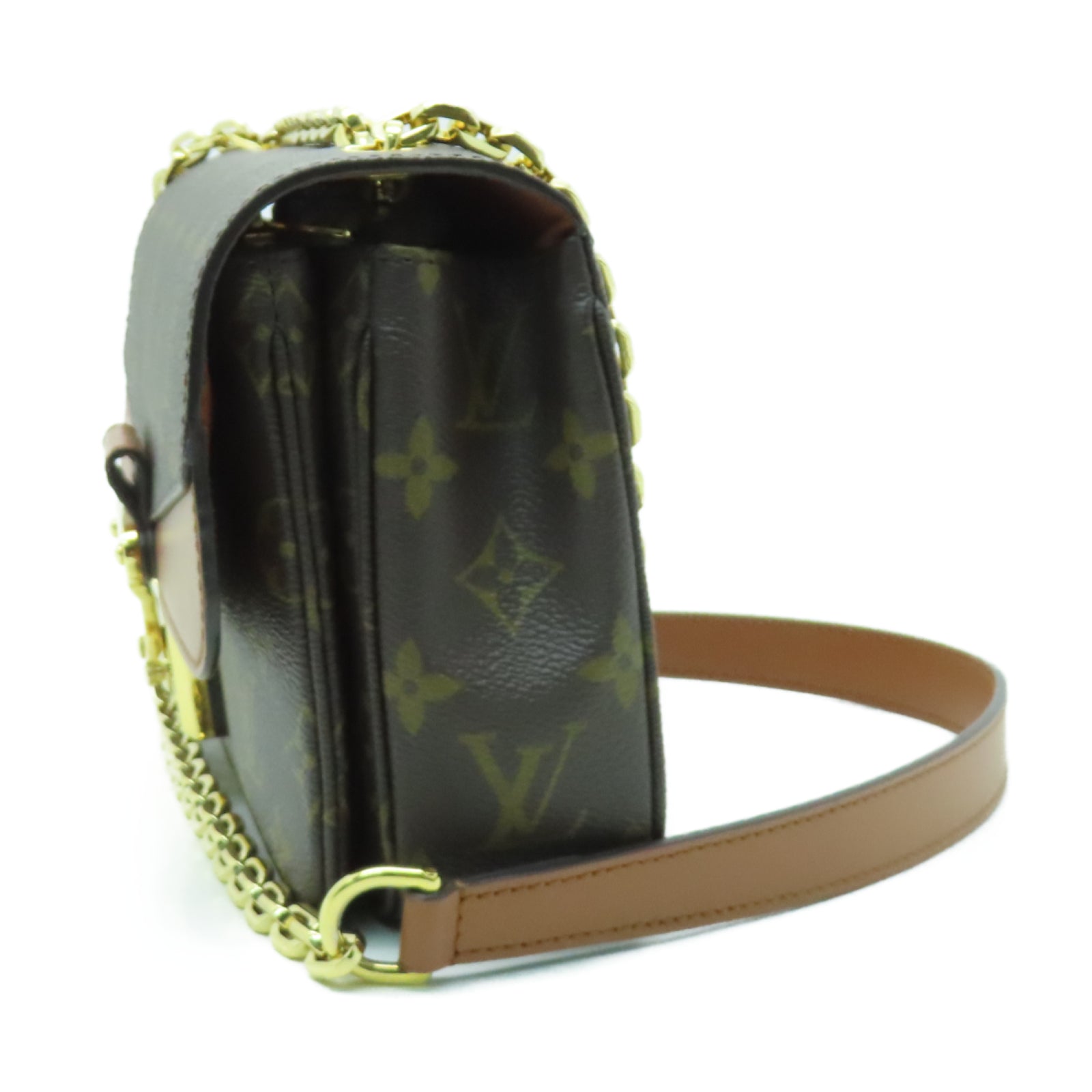 LOUIS VUITTON Monogram Marceau金扣鏈帶肩背袋啡色