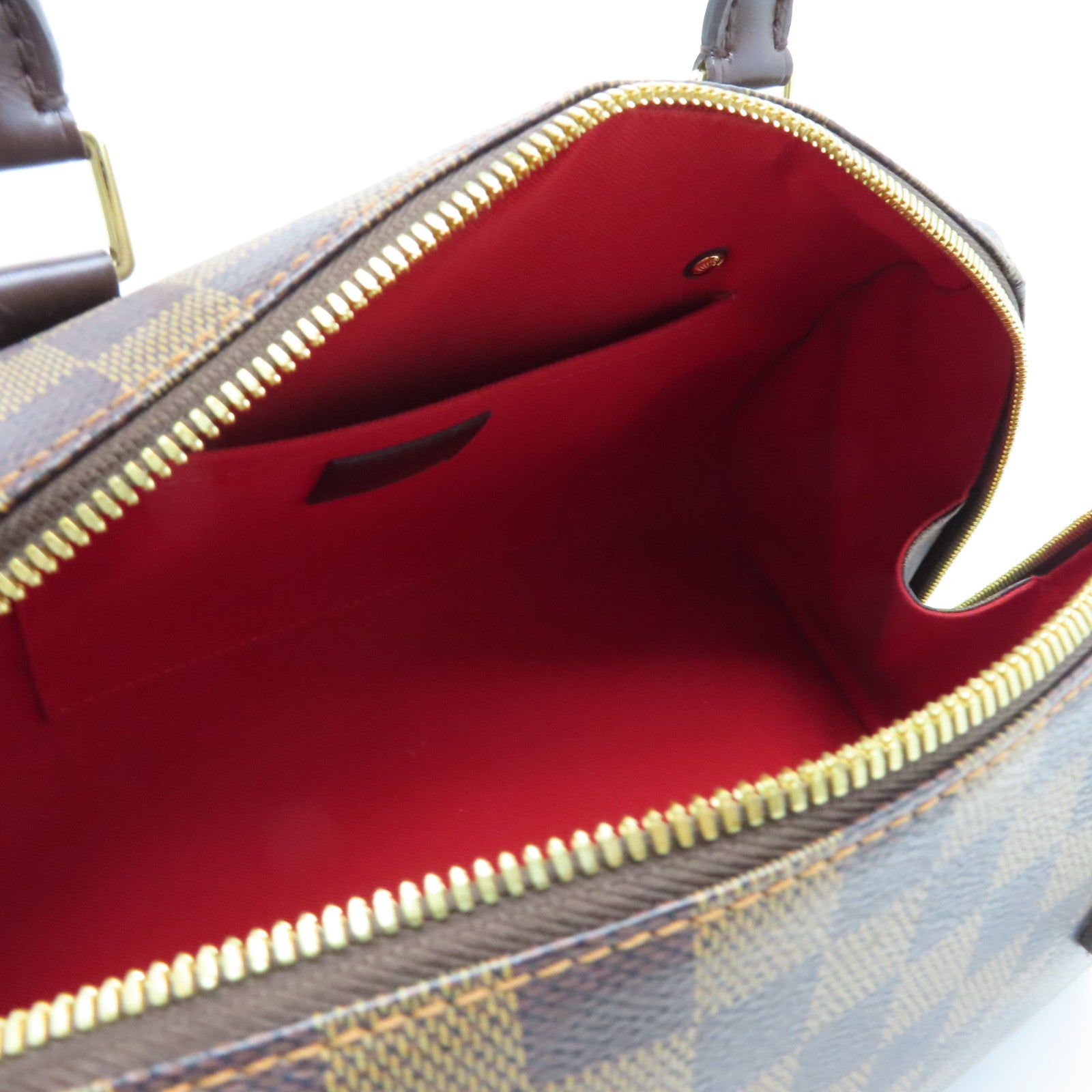 LOUIS VUITTON Damier Alma gold buckle handle bag brown