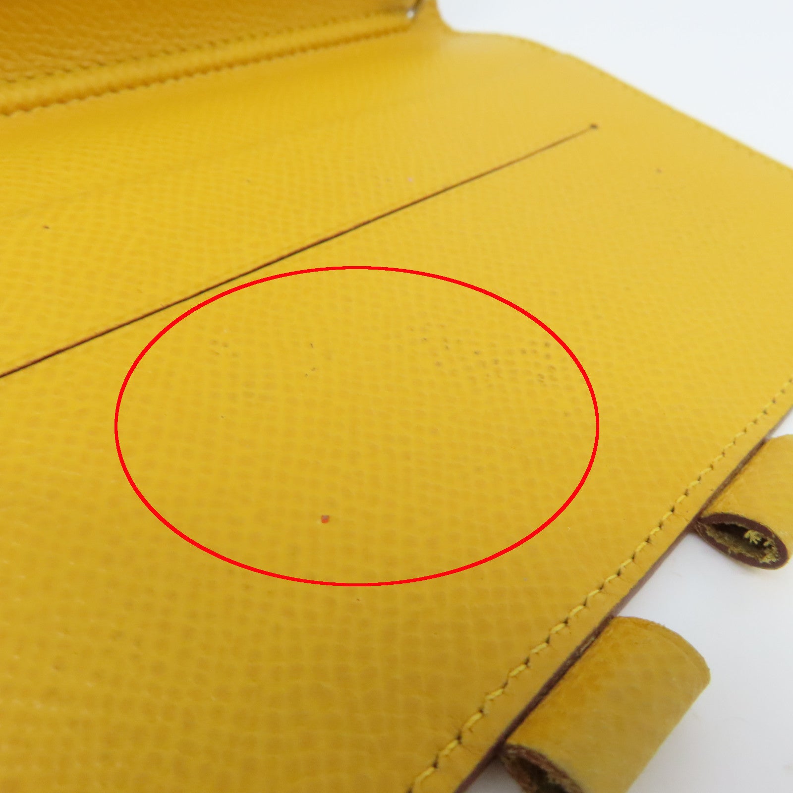 HERMES Epsom Leather Passport Case Silver Buckle Passport Holder Yellow