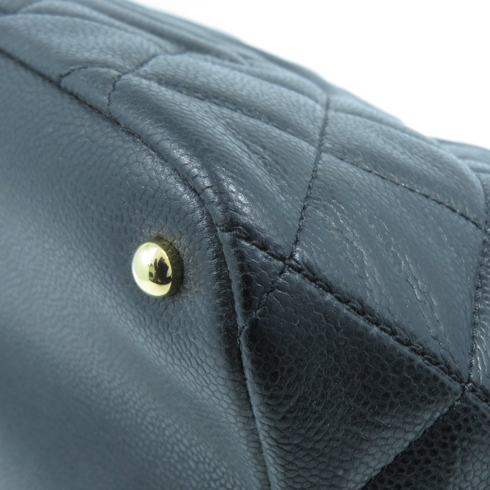 CHANEL 菱格牛皮皮革Tote Bag金扣手挽袋黑色