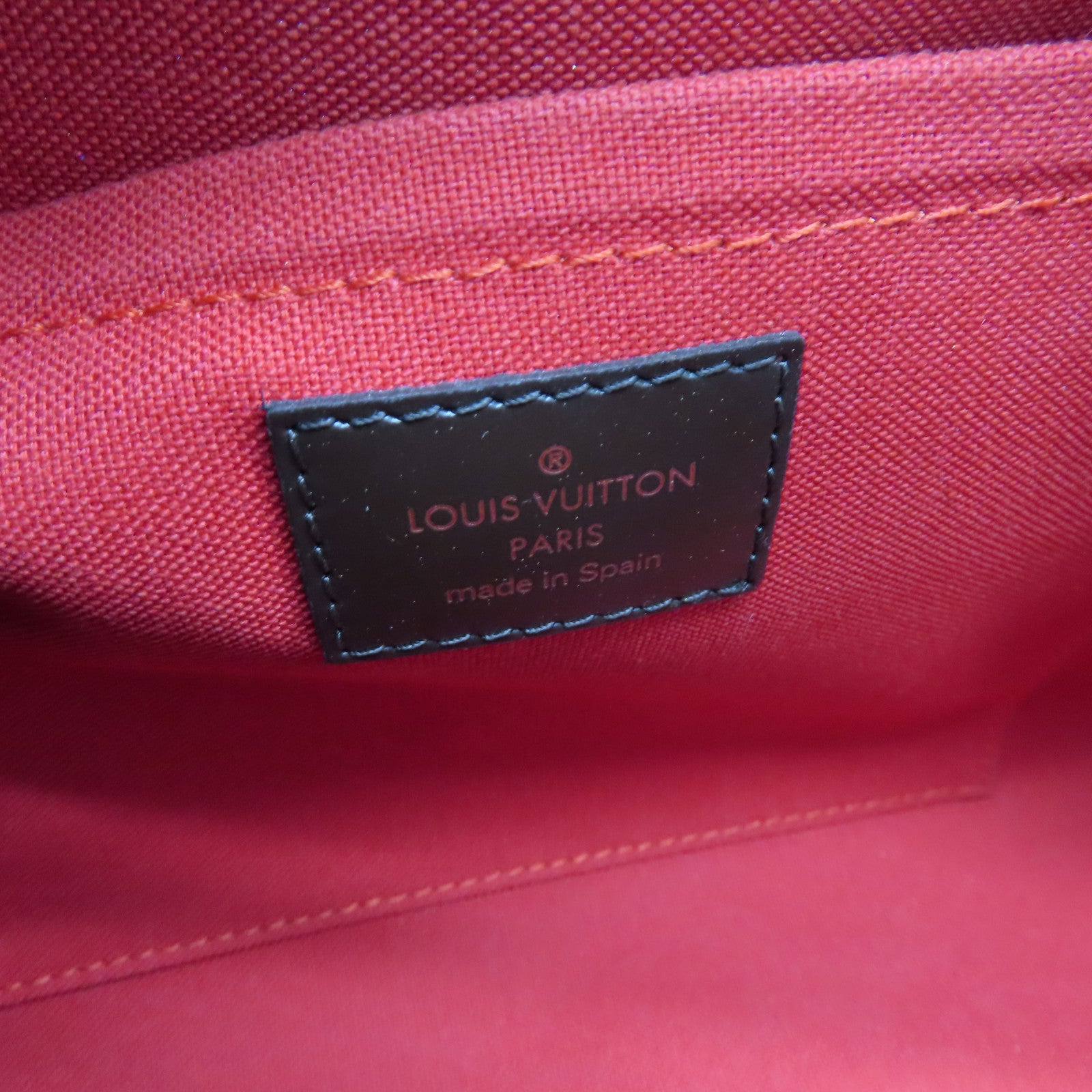 LOUIS VUITTON Damier Alma gold buckle handle bag brown
