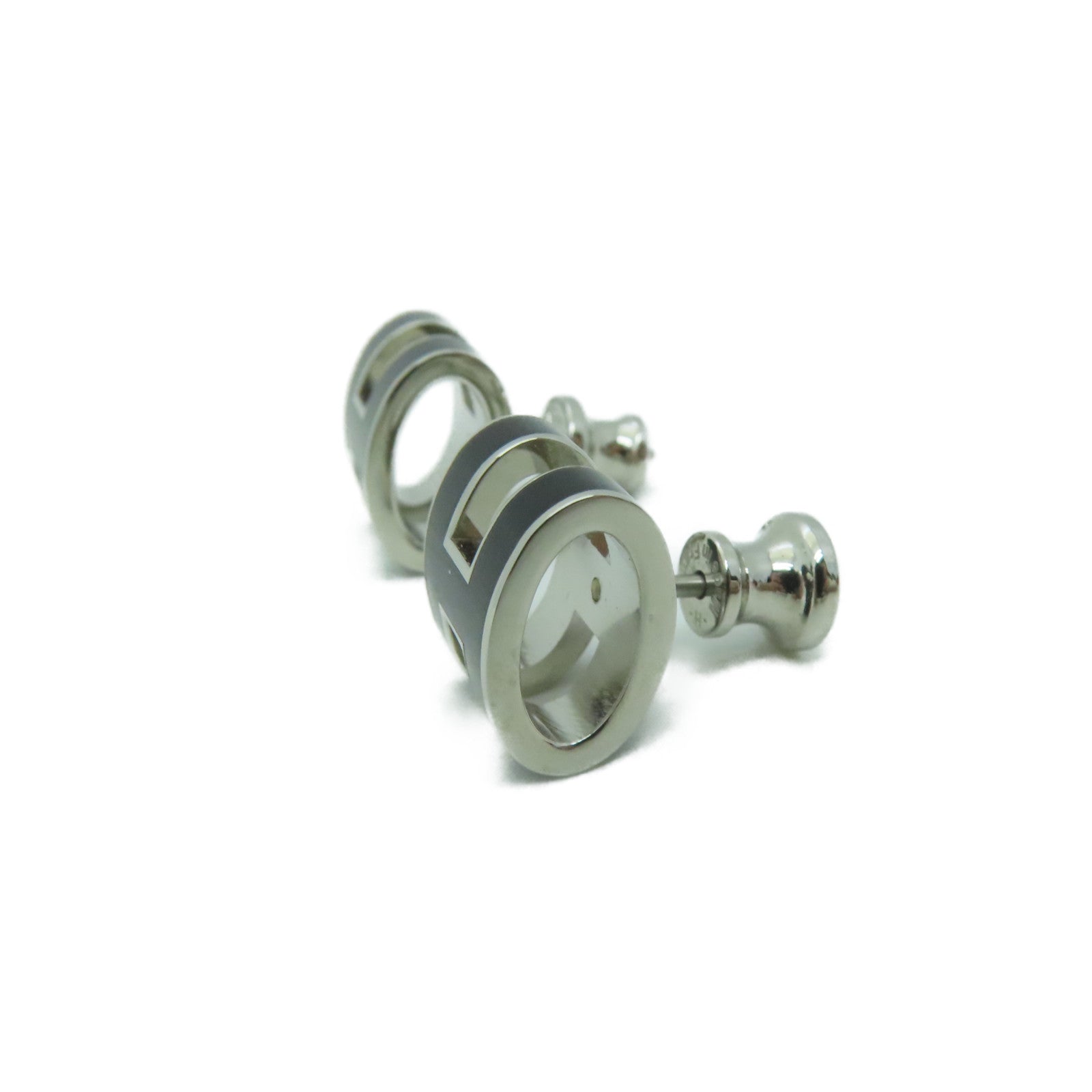 HERMES 金屬Pop H Earring耳環黑色/銀色