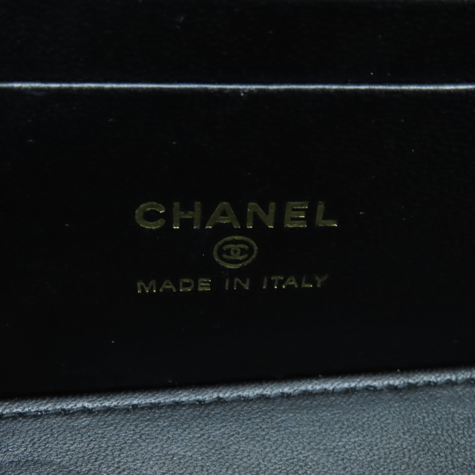 CHANEL 菱格羊皮皮革Vanity Case金扣手挽肩背兩用袋黒色