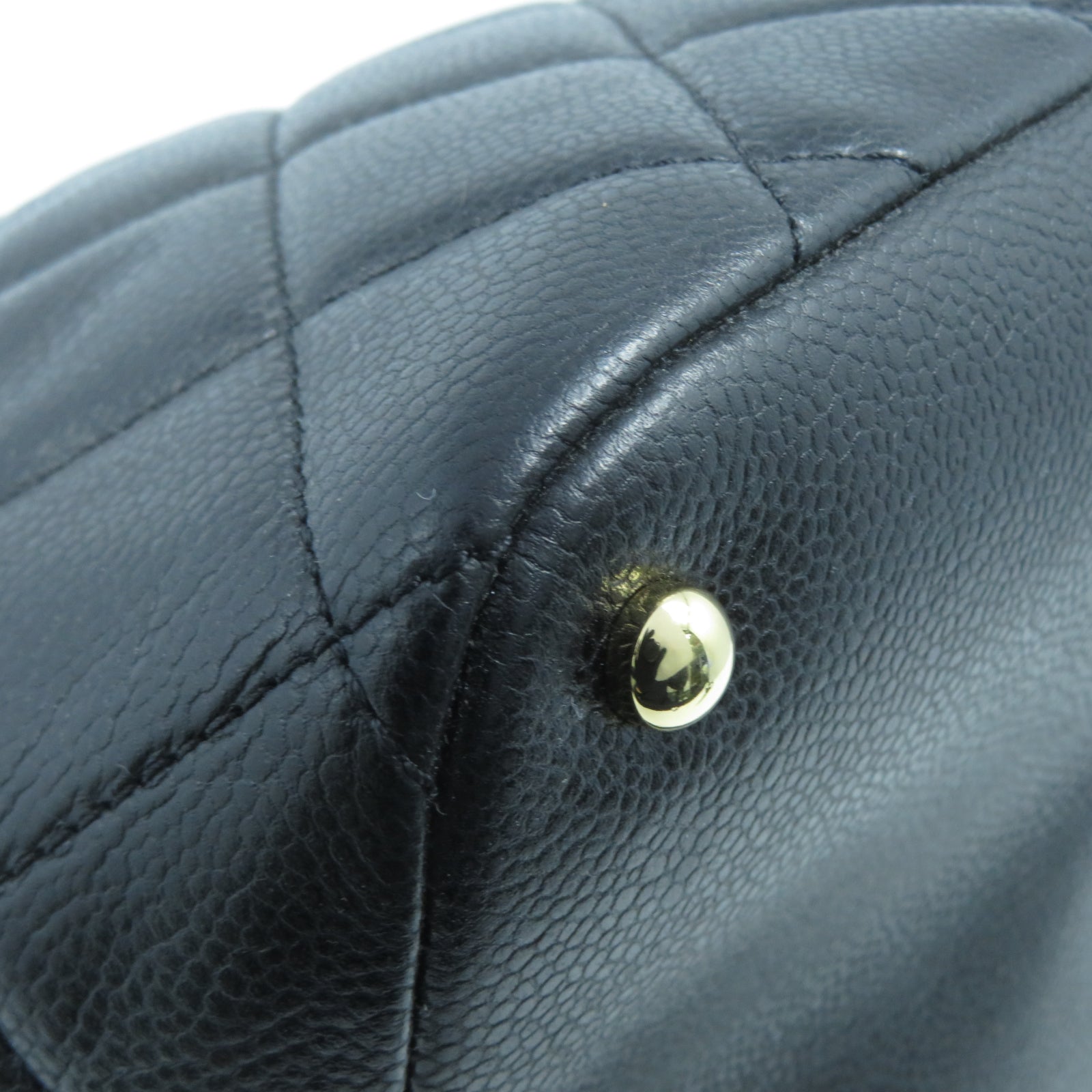 CHANEL 菱格牛皮皮革Tote Bag金扣手挽袋黑色