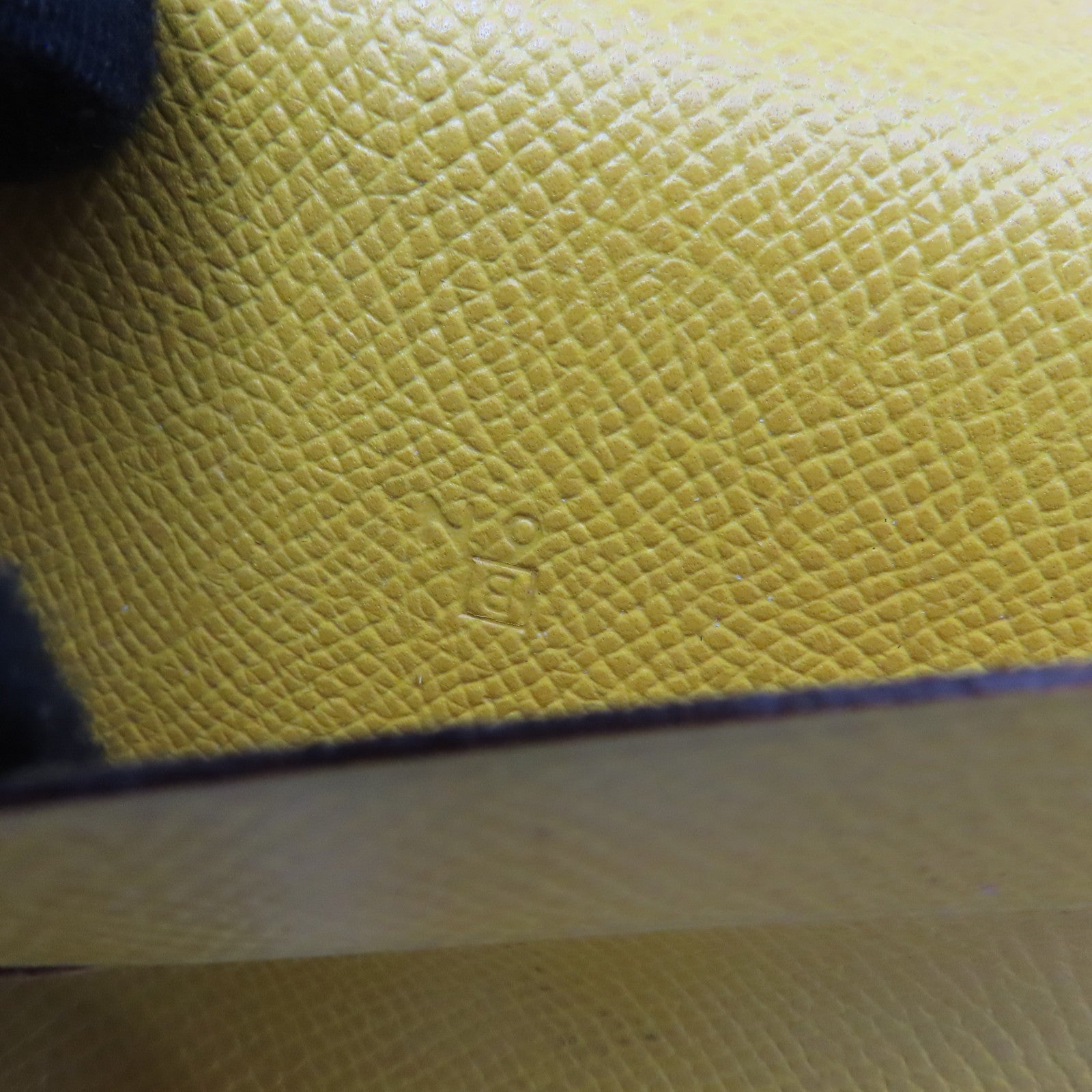 HERMES Epsom Leather Passport Case Silver Buckle Passport Holder Yellow