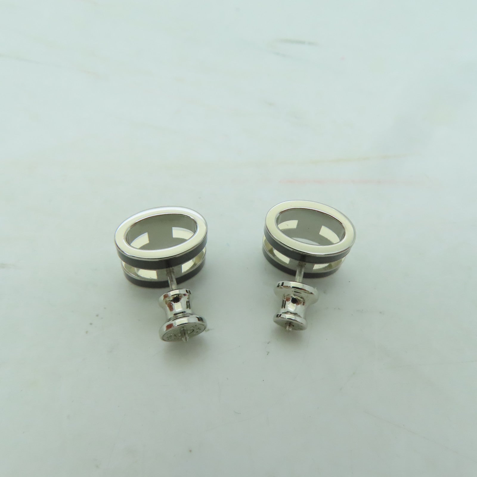 HERMES 金屬Pop H Earring耳環黑色/銀色