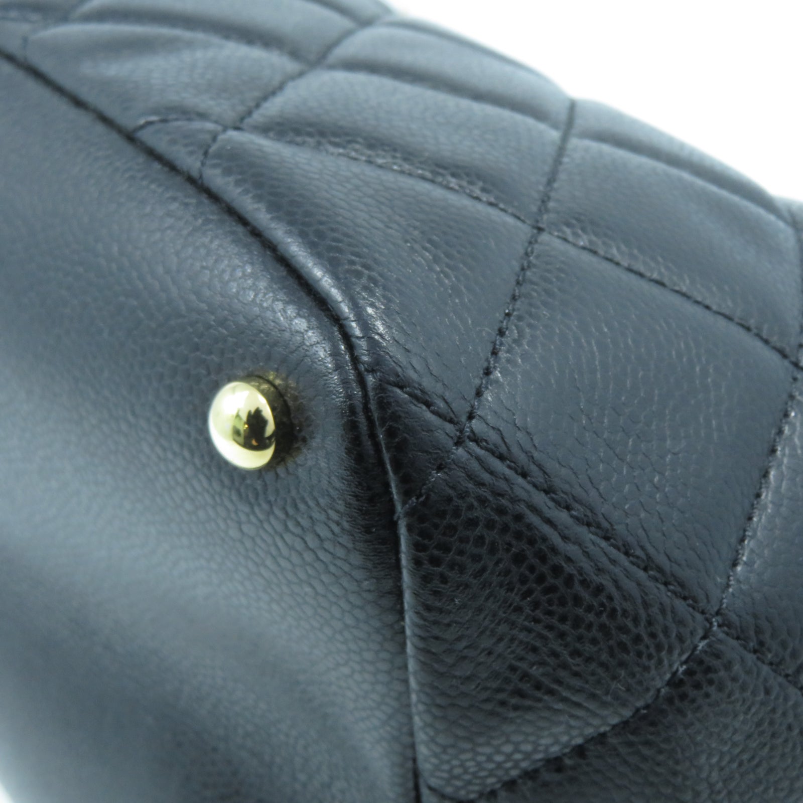 CHANEL 菱格牛皮皮革Tote Bag金扣手挽袋黑色