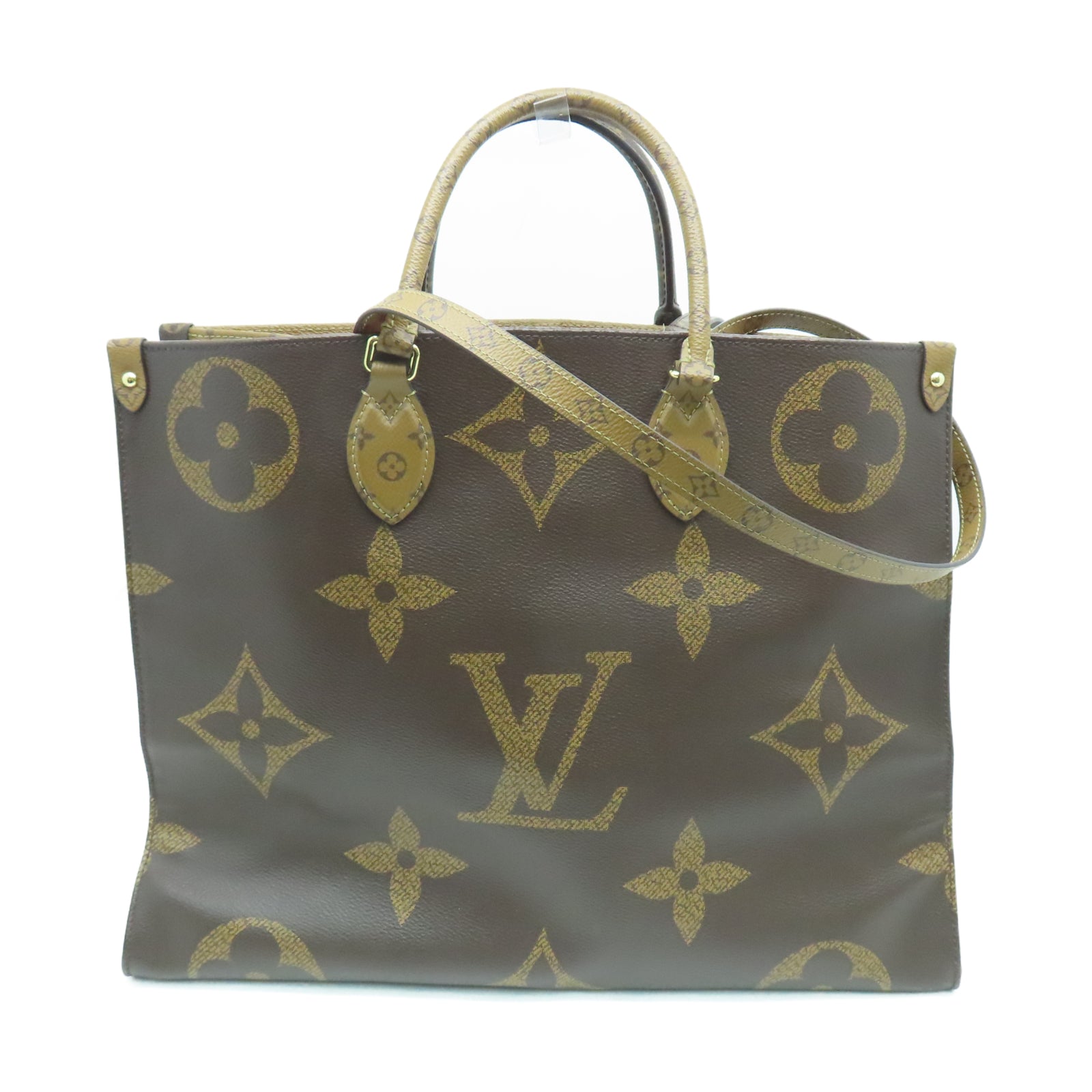 LOUIS VUITTON Monogram OnTheGo GM金扣手挽肩背兩用袋棕色