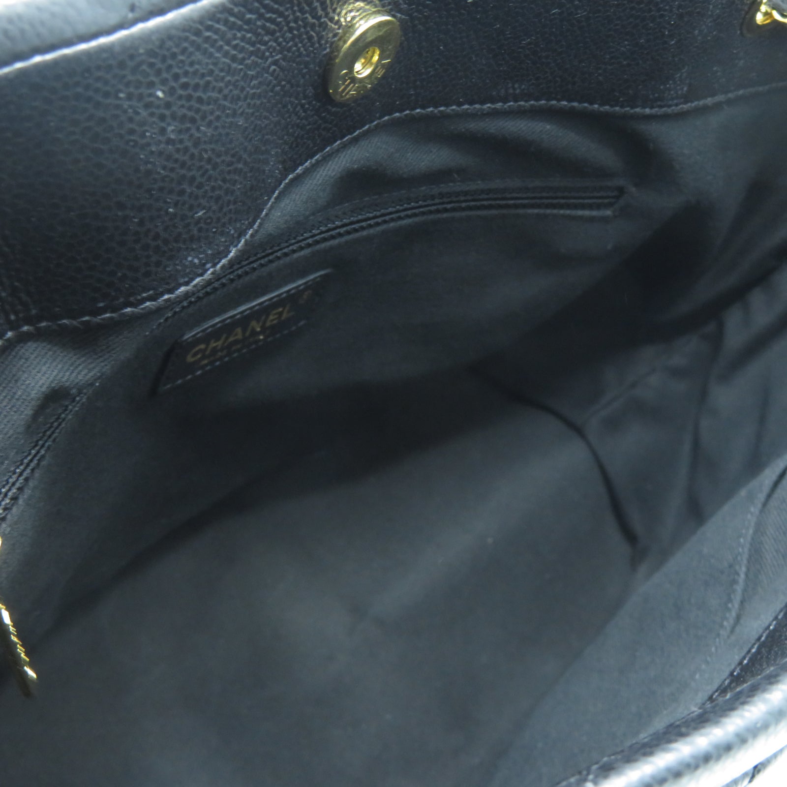 CHANEL 菱格牛皮皮革Tote Bag金扣手挽袋黑色