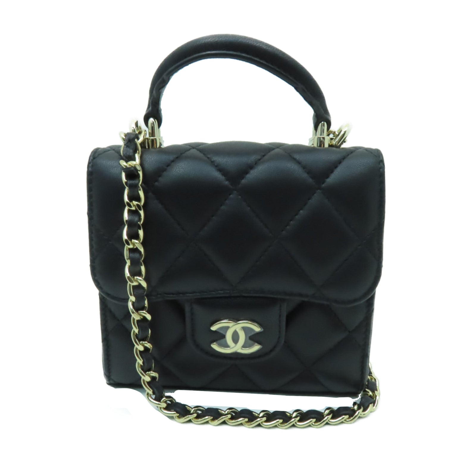 CHANEL 菱格羊皮皮革Chain Shoulder Bag金扣手挽肩背兩用袋