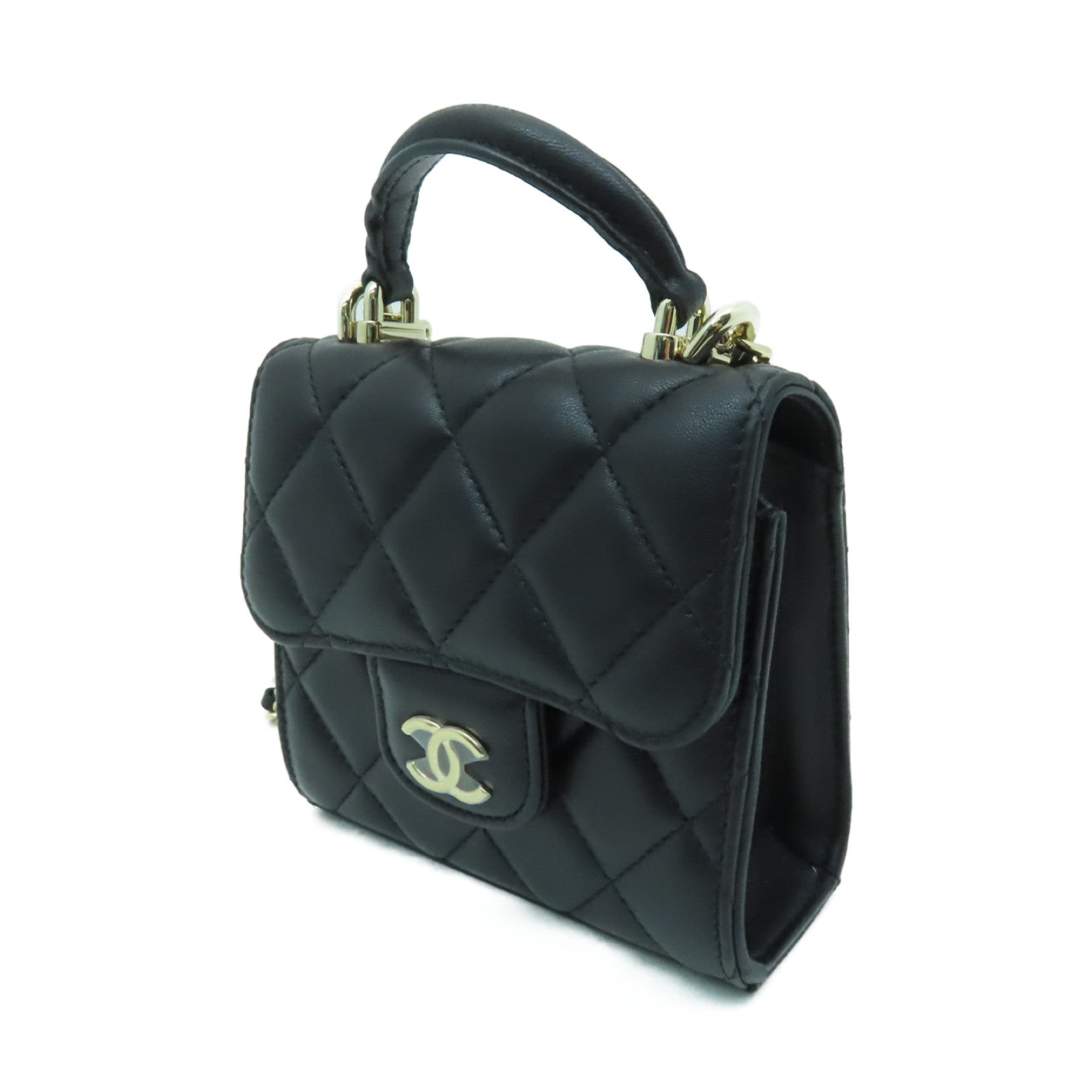 CHANEL 菱格羊皮皮革Chain Shoulder Bag金扣手挽肩背兩用袋