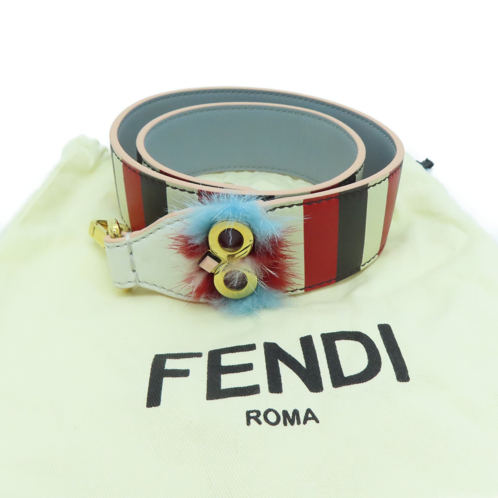 FENDI [sharp discount] cowhide leather Strap shoulder strap red white black