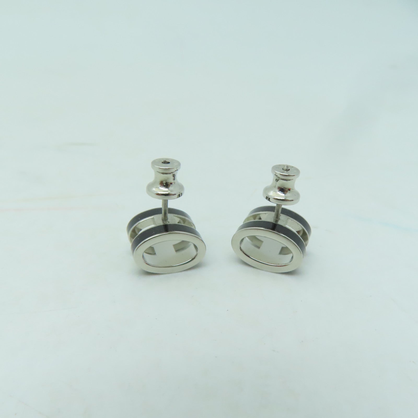 HERMES 金屬Pop H Earring耳環黑色/銀色