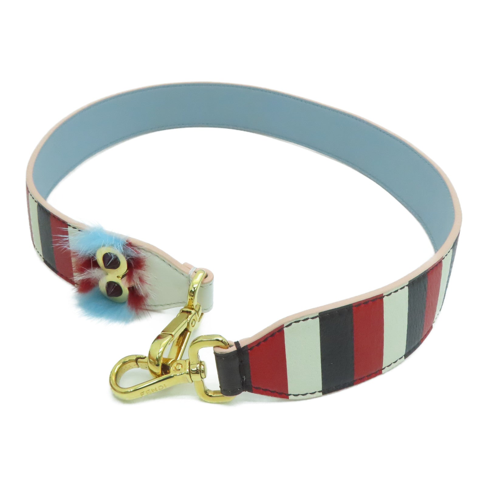 FENDI [sharp discount] cowhide leather Strap shoulder strap red white black