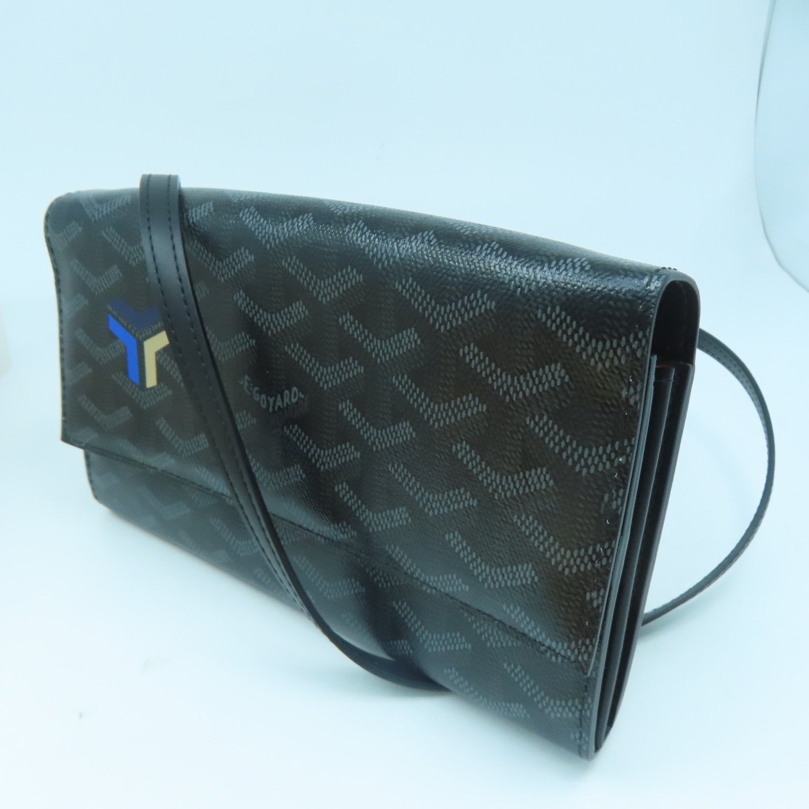 GOYARD 塗層帆布Varenne Continental Wallet銀扣肩背袋黑色