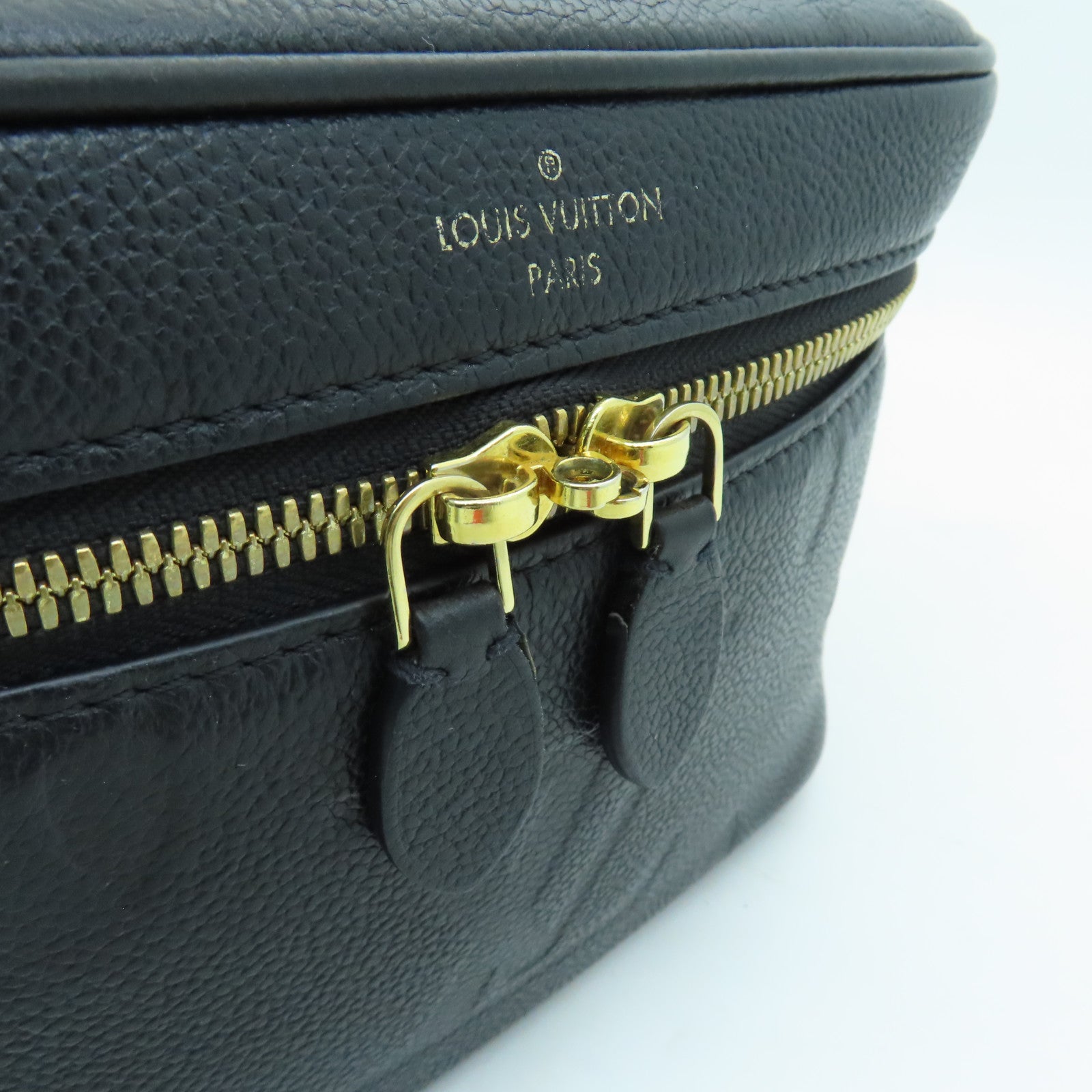 LOUIS VUITTON Monogram Empreinte Vanity PM Gold Buckle Chain Shoulder Bag Black