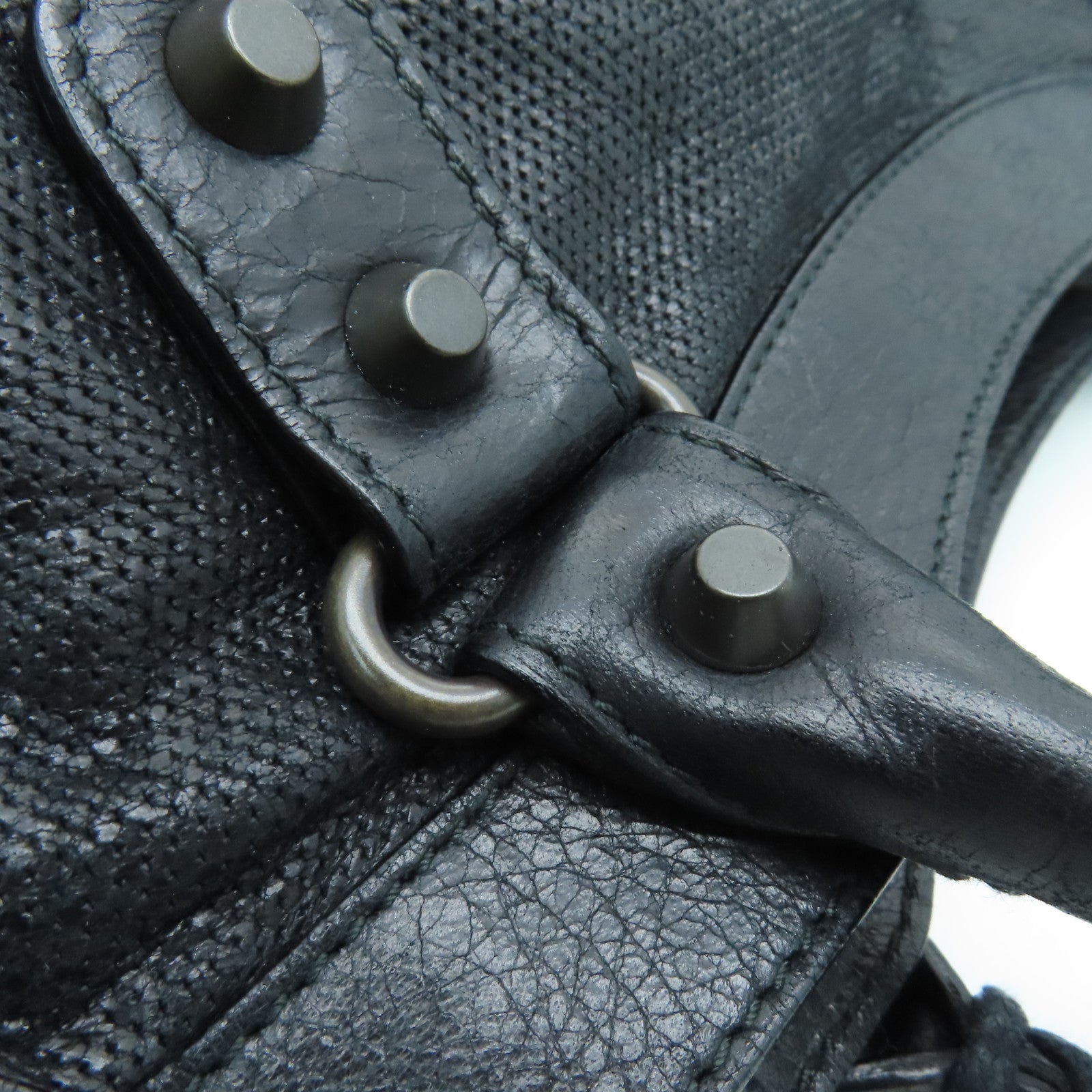 BALENCIAGA 牛皮皮革City金扣手挽肩背兩用袋黑色