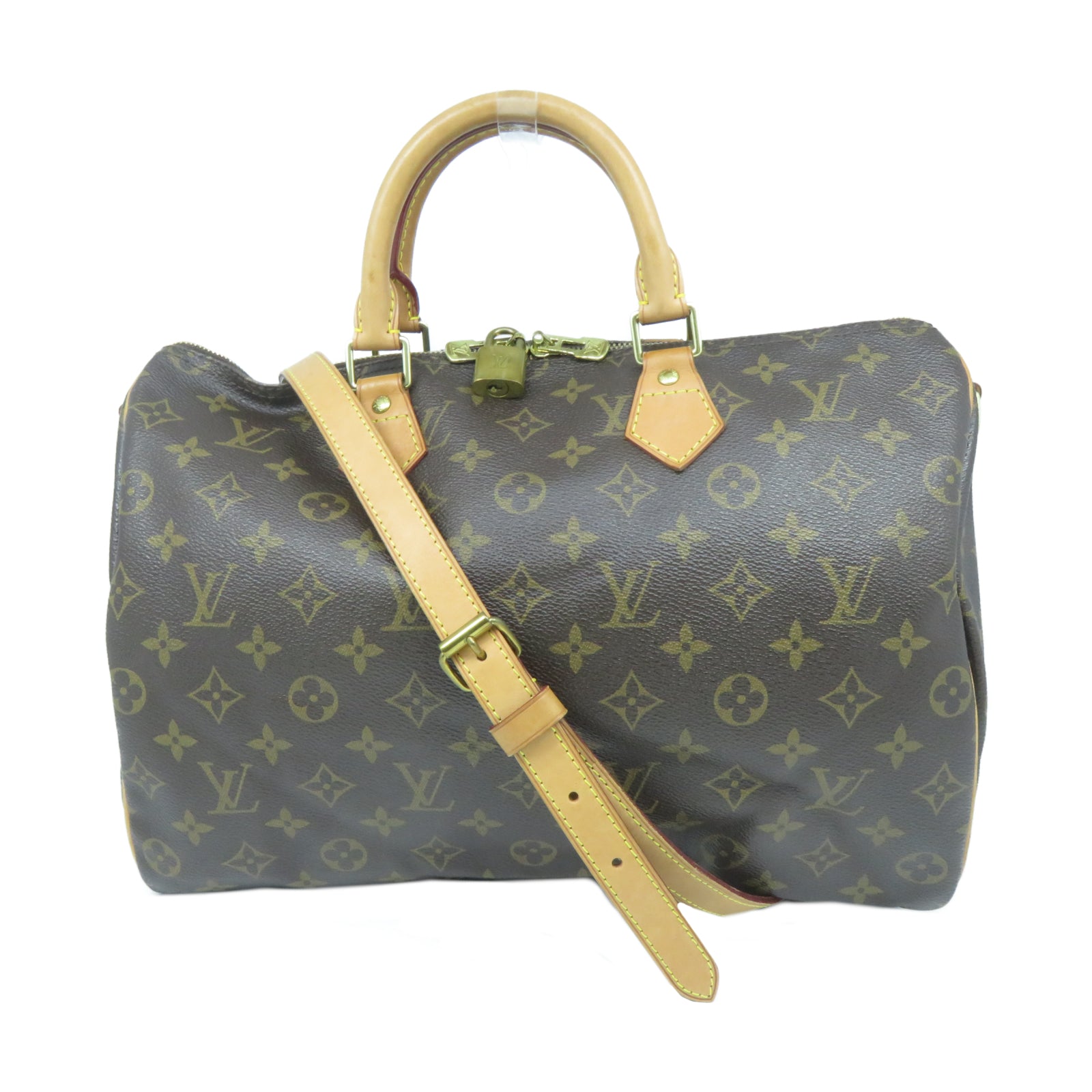 LOUIS VUITTON Monogram Speedy Bandouliere 35金扣手挽肩背兩用袋啡色
