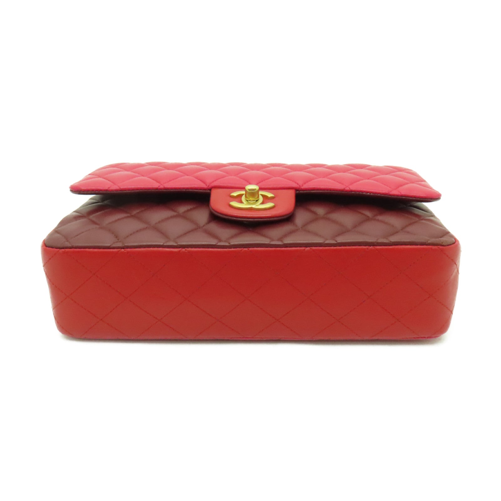 CHANEL 菱格羊皮皮革Classic Flap 25金扣鏈帶肩背袋紅色– Brand