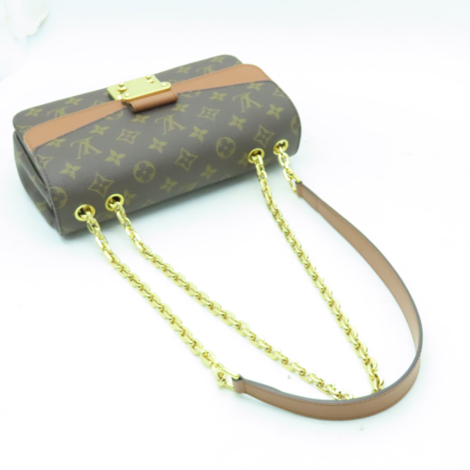 LOUIS VUITTON Monogram Marceau金扣鏈帶肩背袋啡色