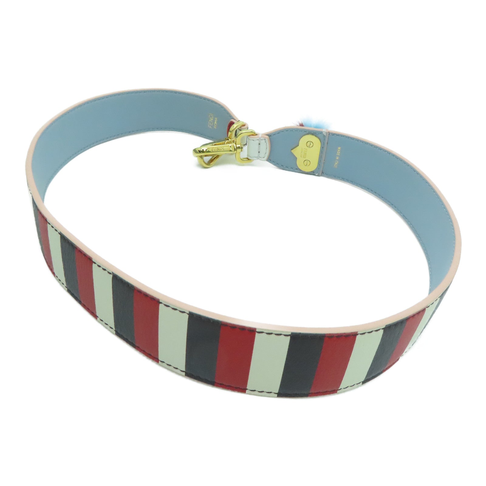 FENDI [sharp discount] cowhide leather Strap shoulder strap red white black