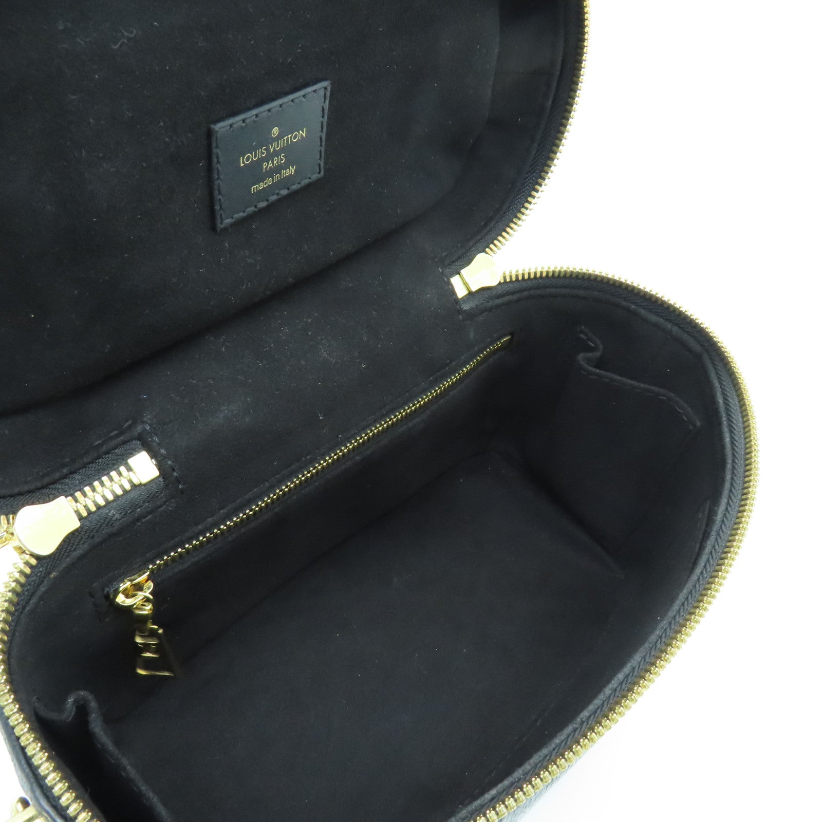LOUIS VUITTON Monogram Empreinte Vanity PM Gold Buckle Chain Shoulder Bag Black