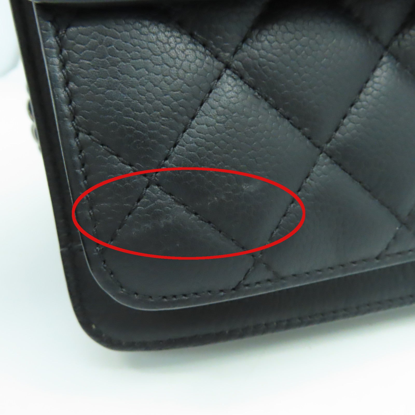 CHANEL 菱格Caviar皮革Chain Shoulder銀扣鏈帶肩背袋黑色